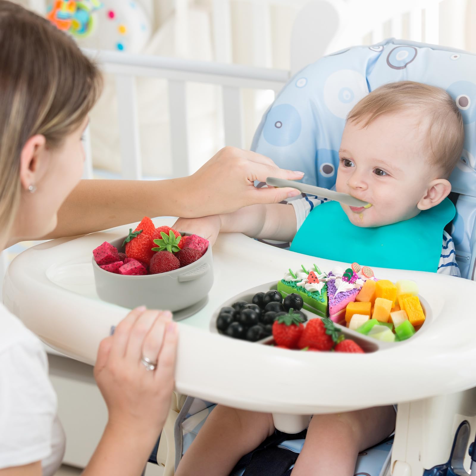 24 Pcs Silicone Baby Feeding Set,6 Baby Toddler Suction Bowls