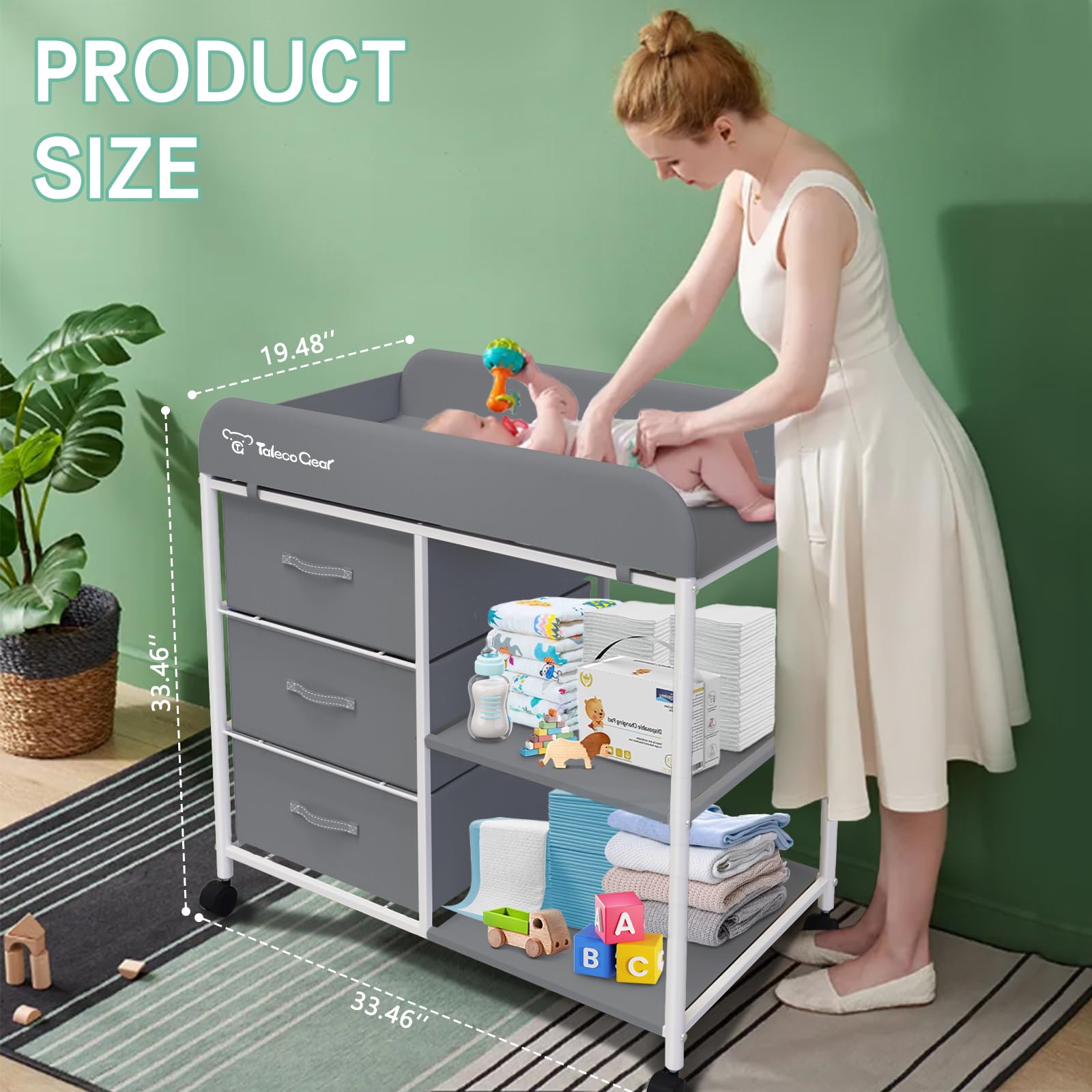Portable Baby Changing Table with Storage Baskets