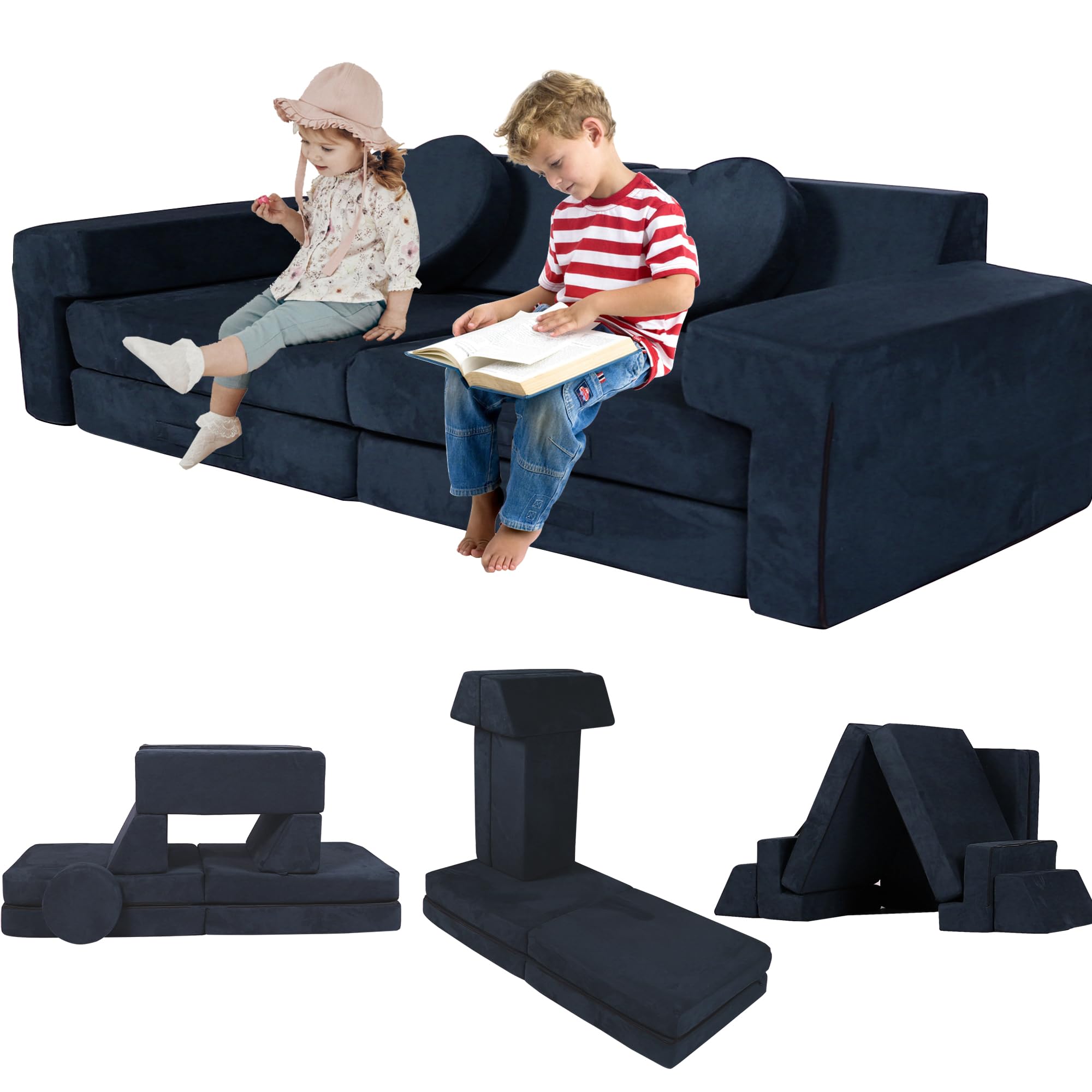 Modular Kids Play Couch 10PCS for Playroom Bedroom
