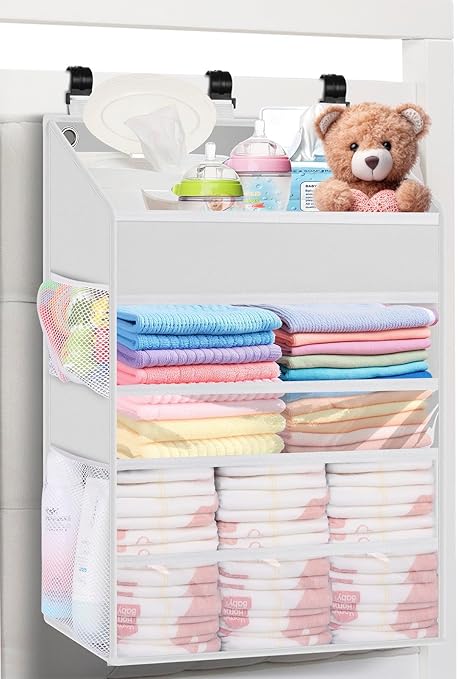 Hanging Diaper Caddy Organizer Crib Organizer–Spacious Baby