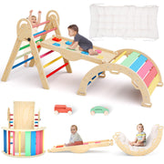 Pikler Triangle Set with Cushion, Montessori Climbing Set, Indoor Climb Toys