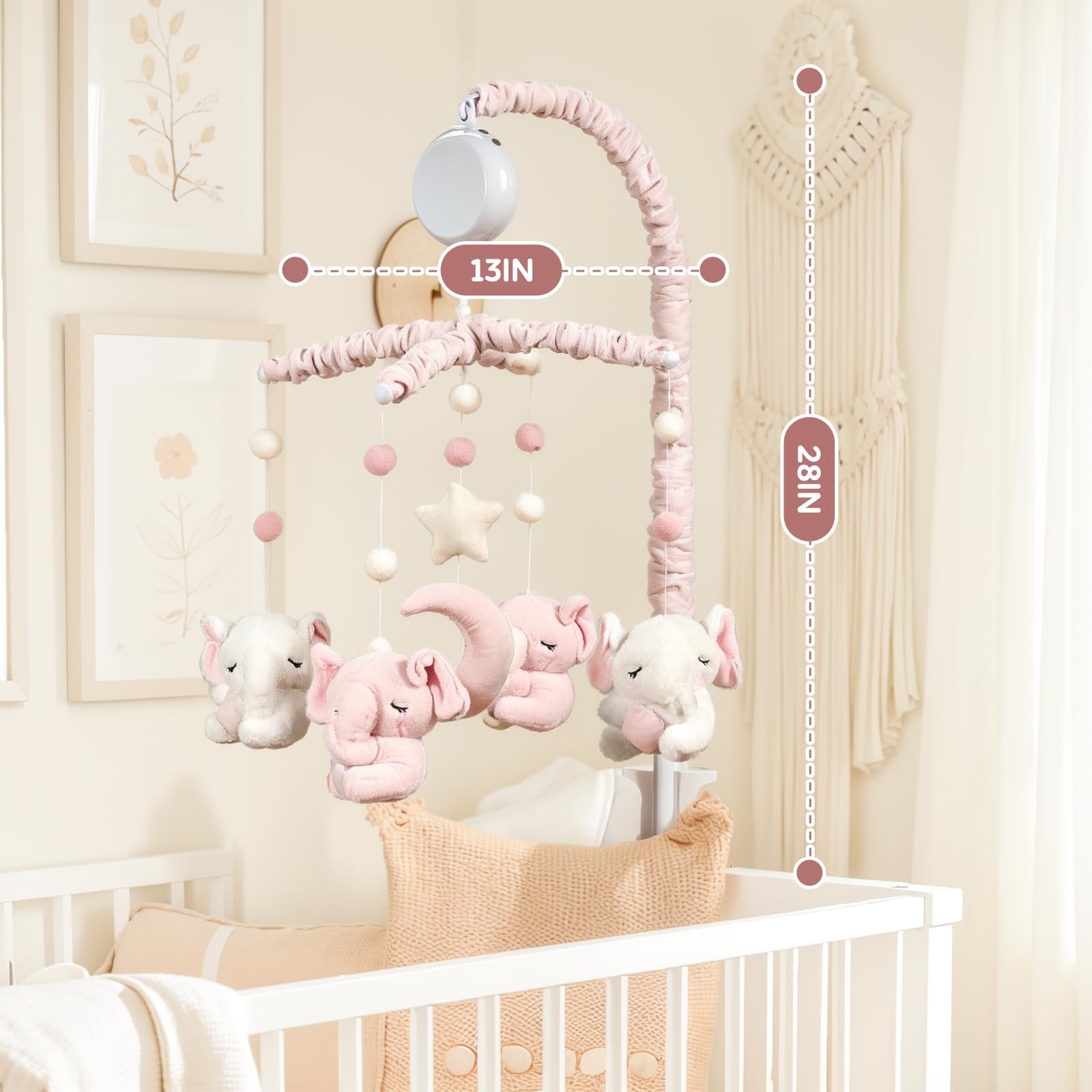 Mobile - Elephant Mobile for Boys Girls with 25 Inches Mobile Arm