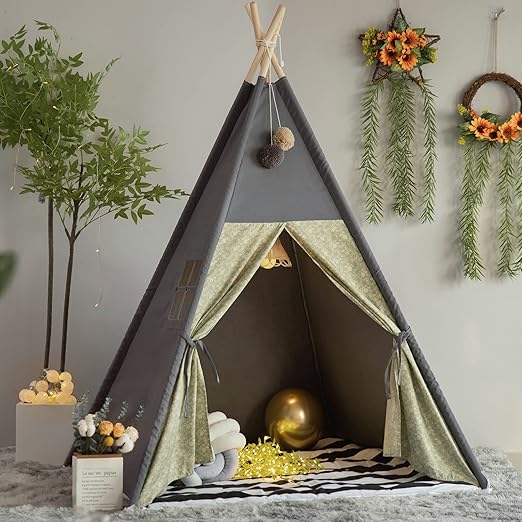 Teepee Tent with Padded Mat Bunting Banner Fairy Lights