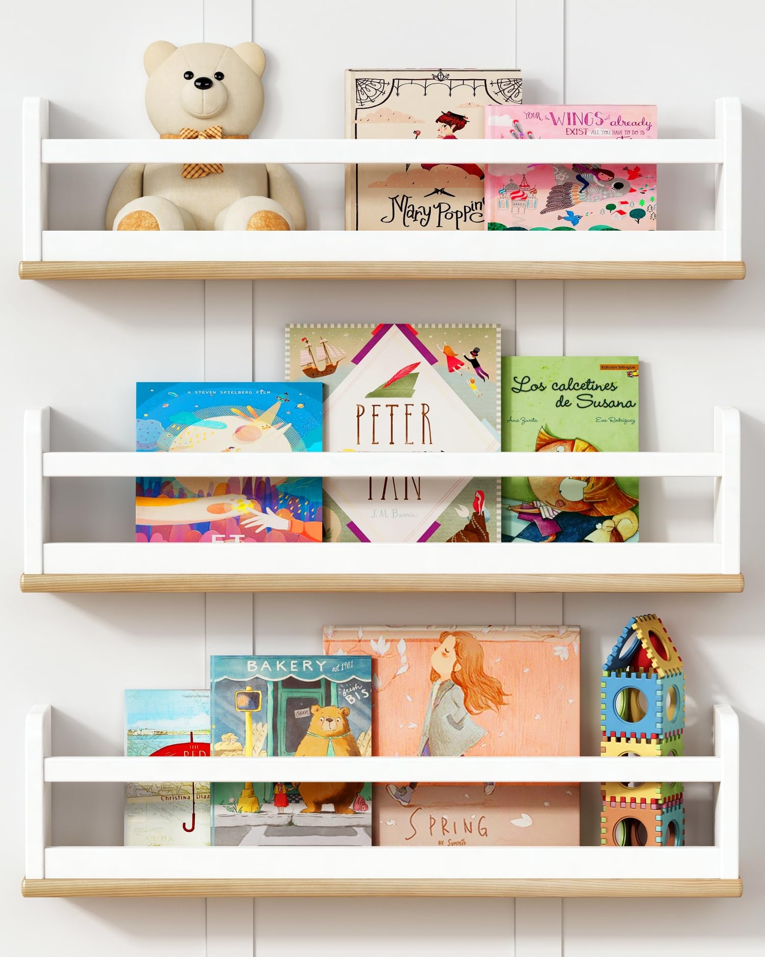 Floating Book Shelves for Wall, 24 Inch Long Wall Bookshelf