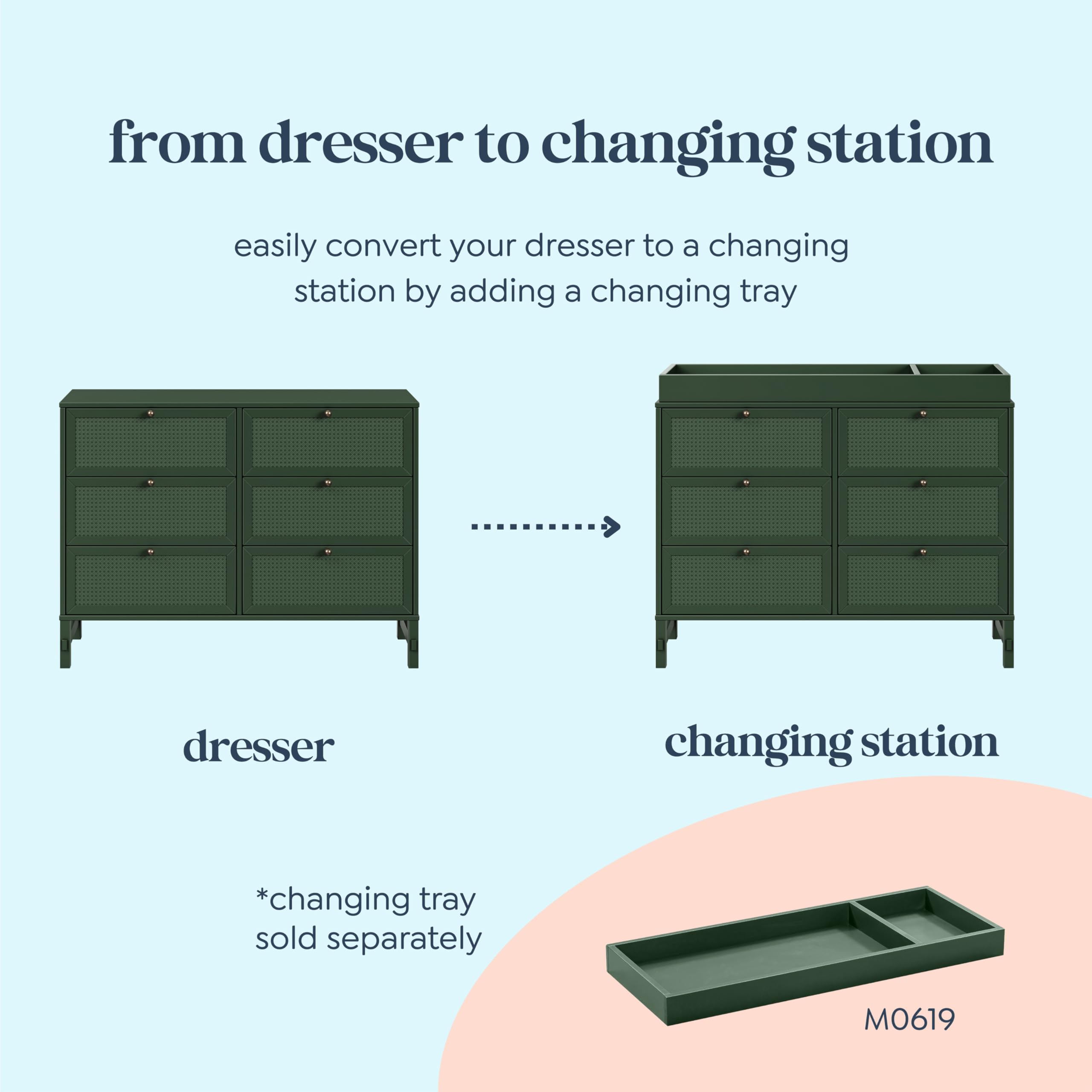 6-Drawer Dresser with Cane Accents for Nursery