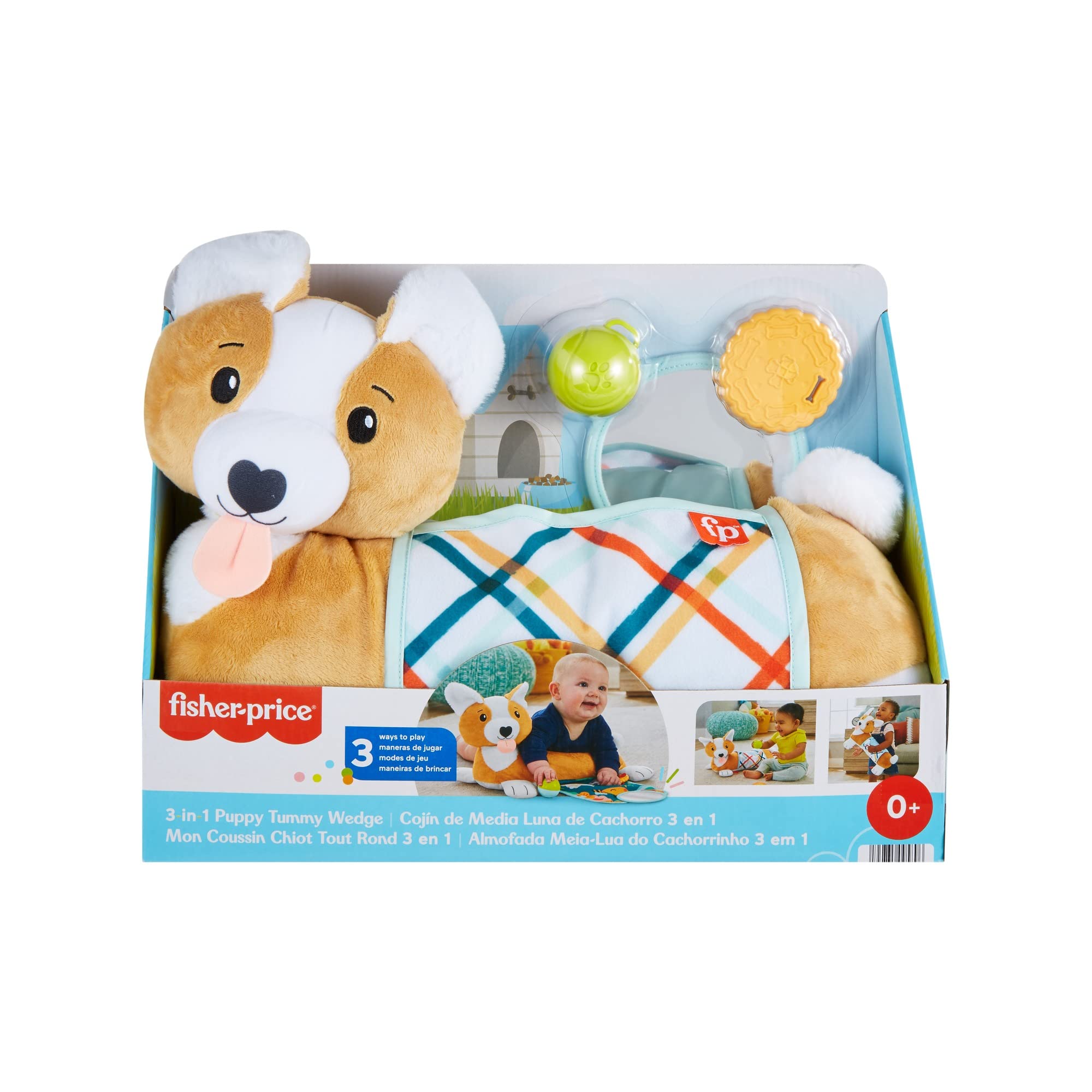 Baby Toy 3-in-1 Puppy Tummy Time Wedge Support with Mirror