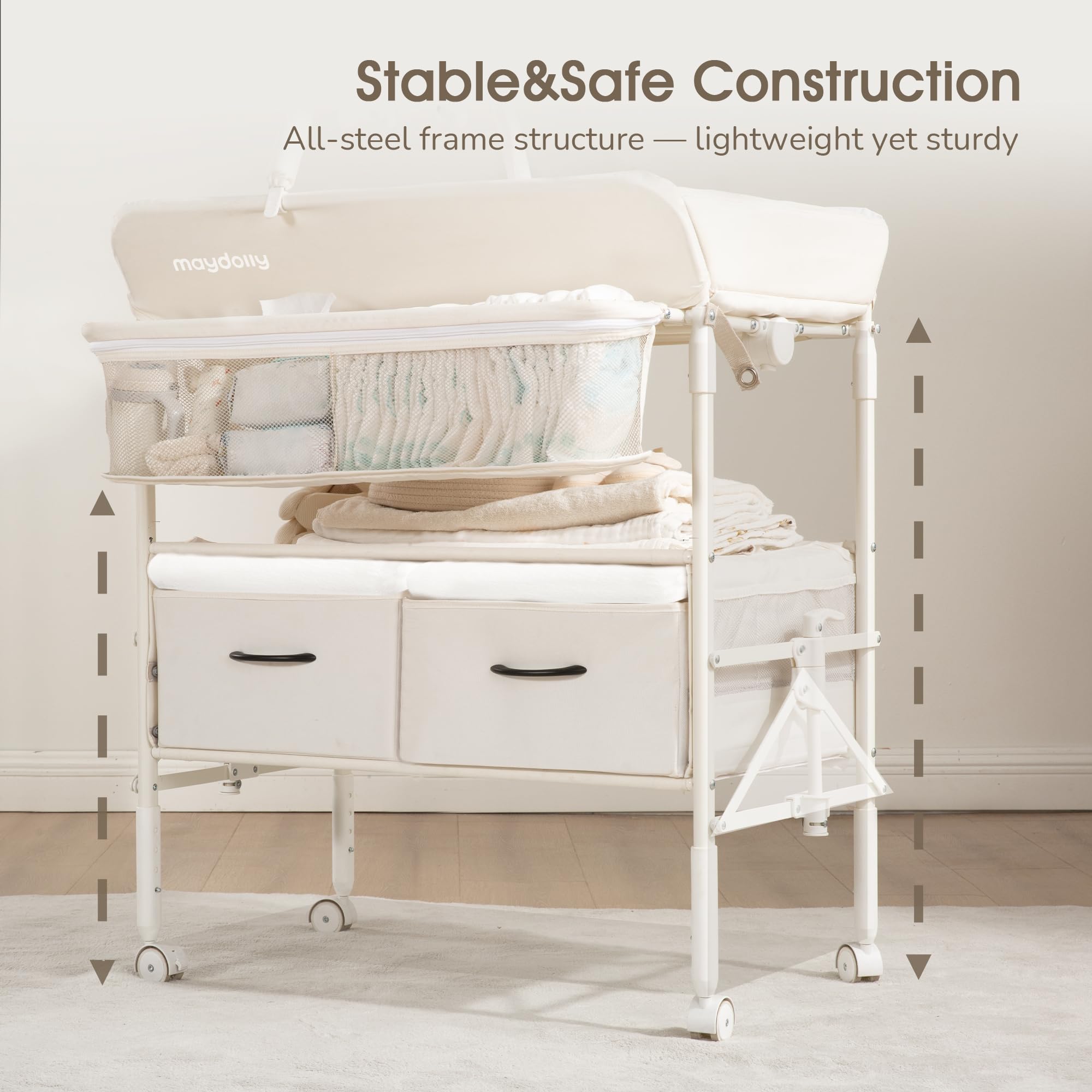 Portable Foldable Baby Changing Table with Wheels