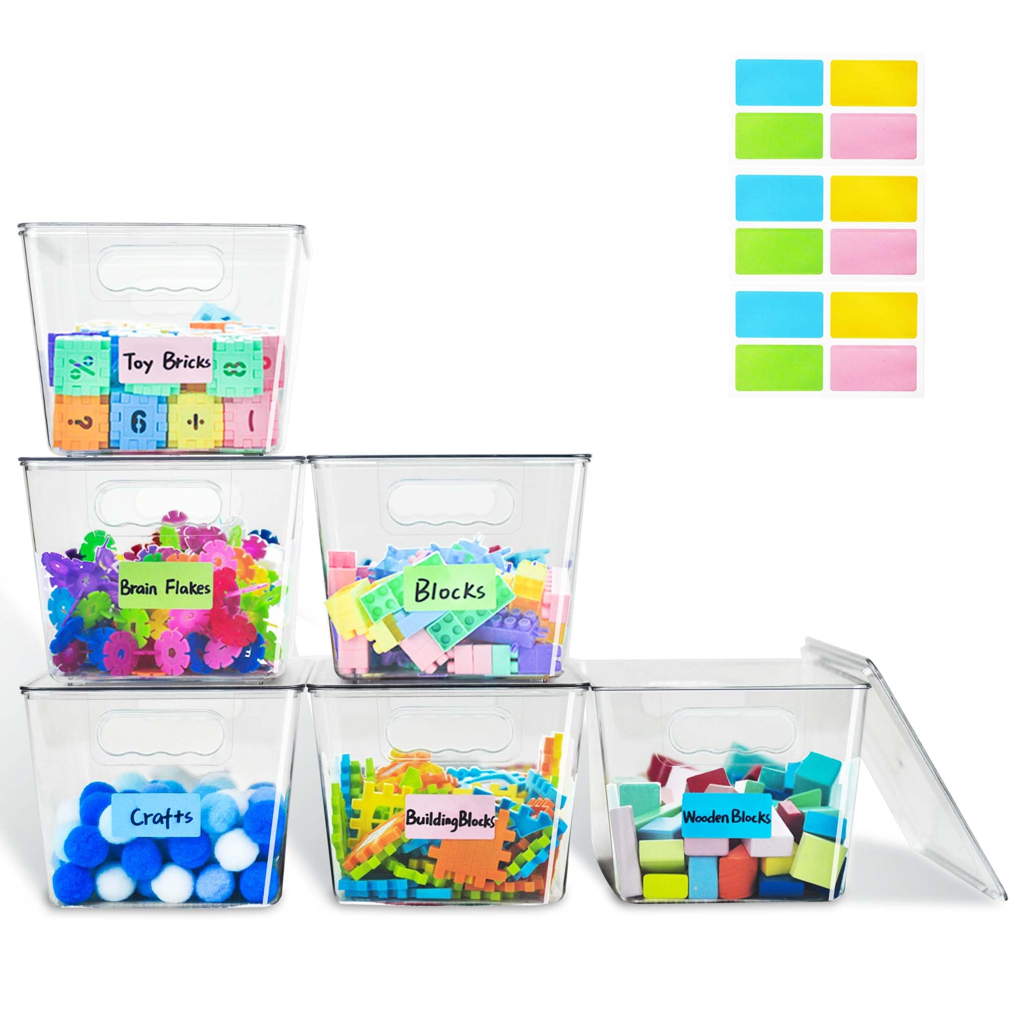 6 Pack Clear Stackable Storage Bins, Plastic Toy Organizers and Storage