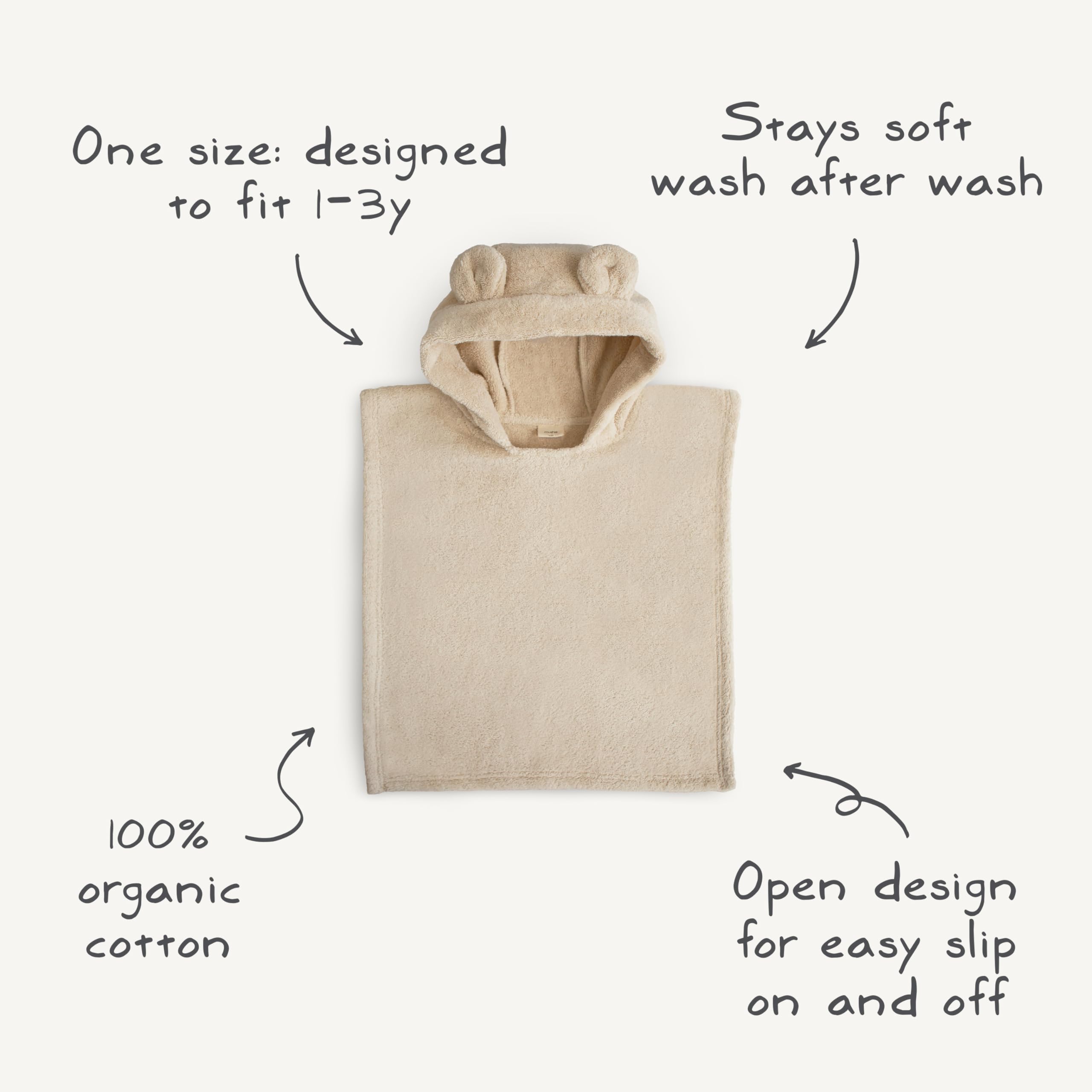 Towel for Toddlers and Kids (Moss) | Organic Terry Cotton | Ages 1-3 Years