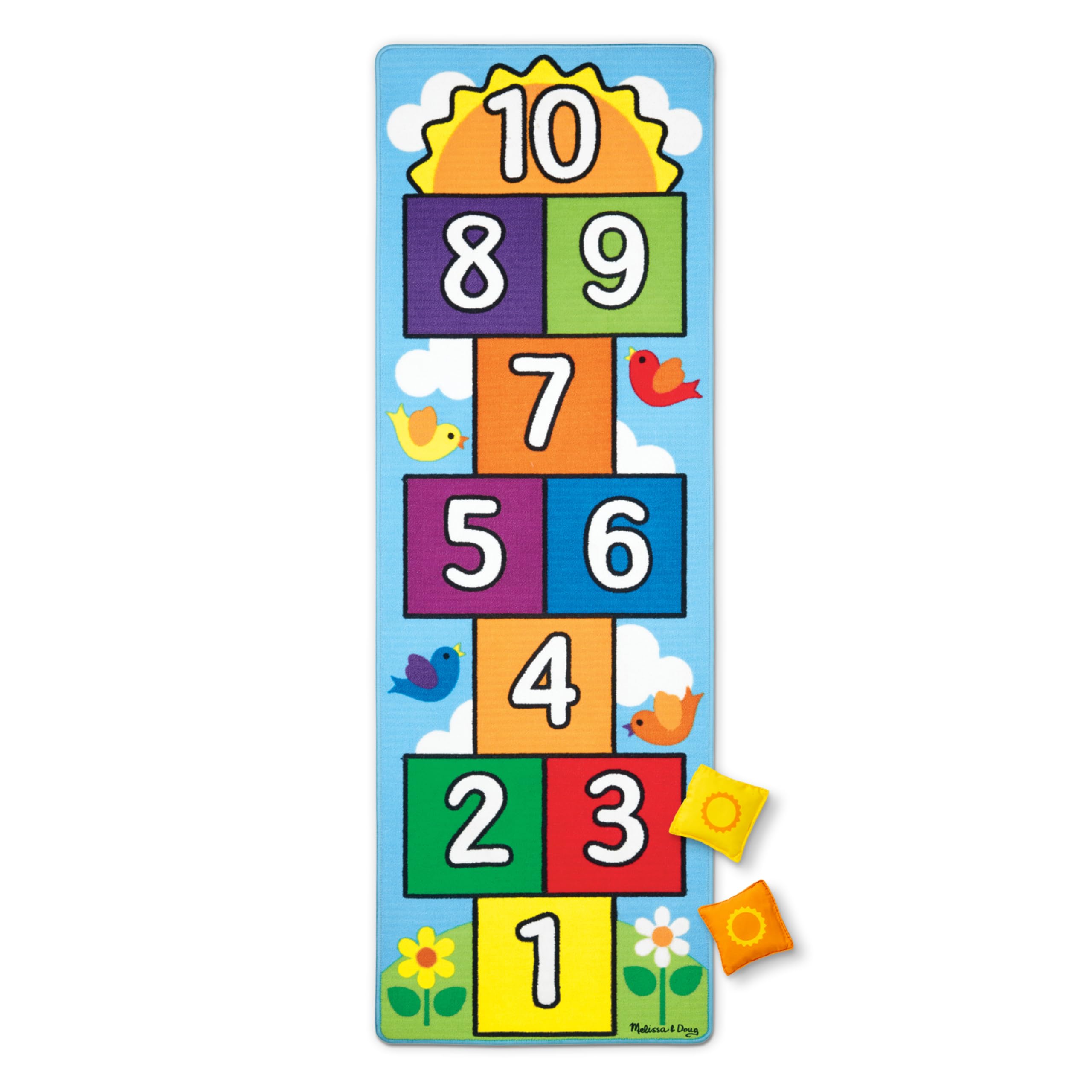 Hop and Count Hopscotch Game Rug (3 pcs, 78.5 x 26.5 inches) Classic Hopscotch Rug