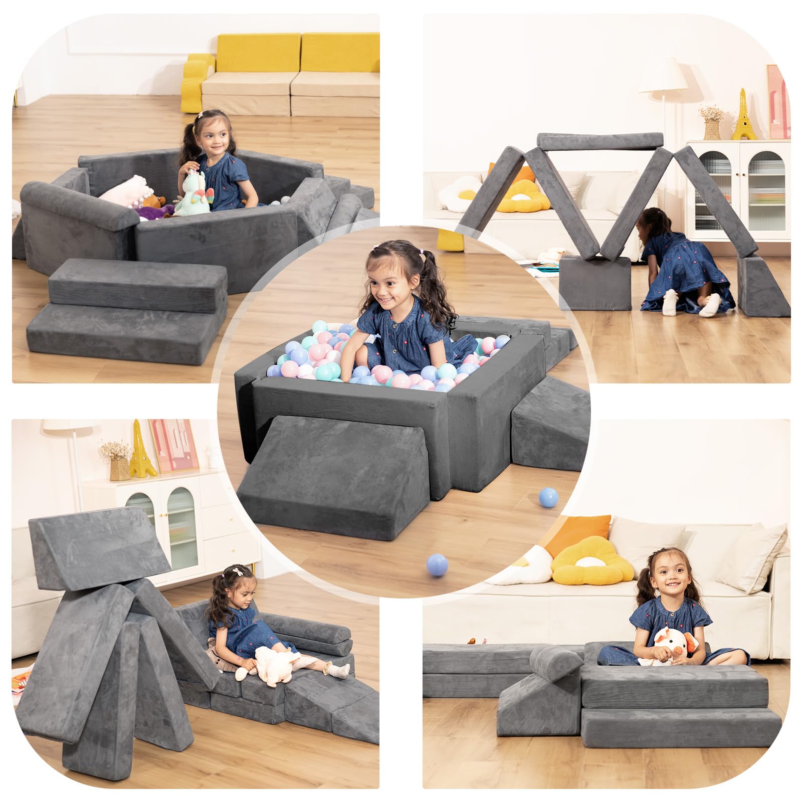Toddler Sofa, Modular Kids Play Couch, Convertible Foam Climbing
