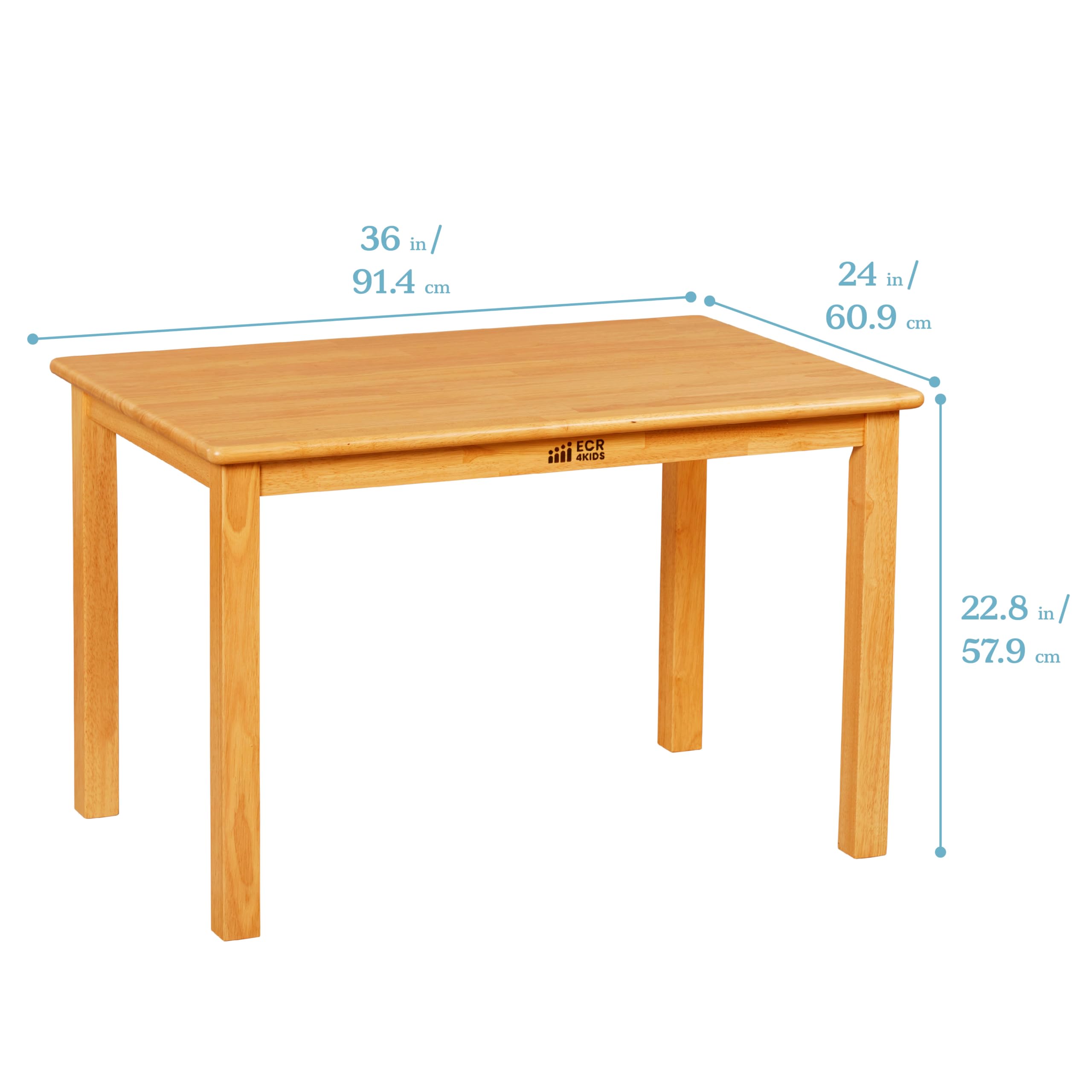 Rectangular Hardwood Table and Chair Set, 24x36 Inches, 12 Inch Seat Height