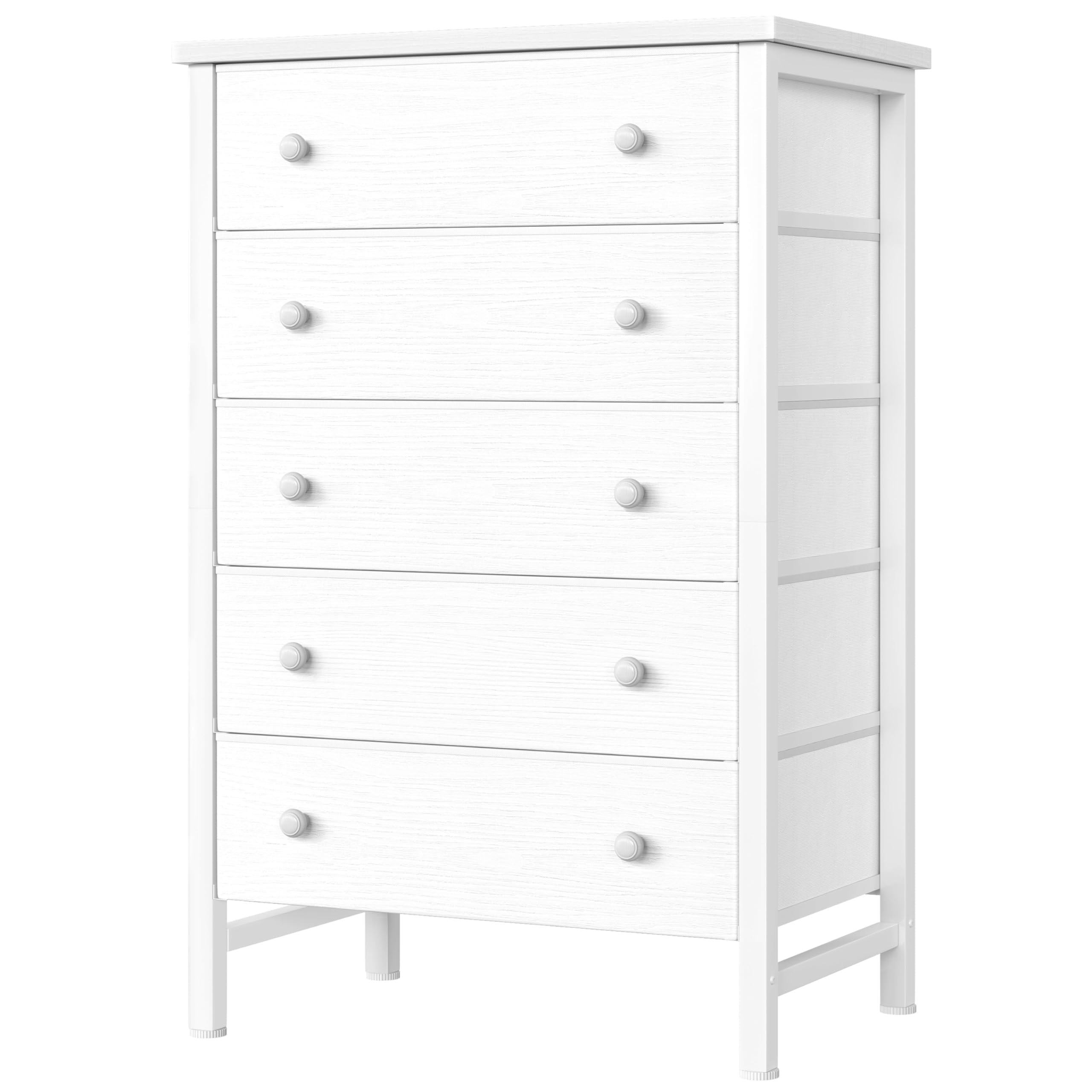 5-Drawer Fabric Dresser with Wood Grain Top