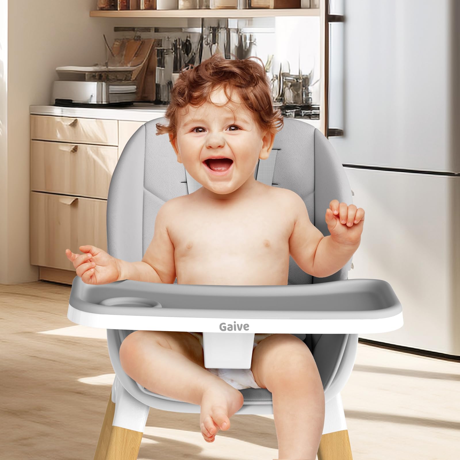 8-in-1 Convertible Wooden High Chair with Tray - Adjustable Baby High Chair for Babies and Toddlers