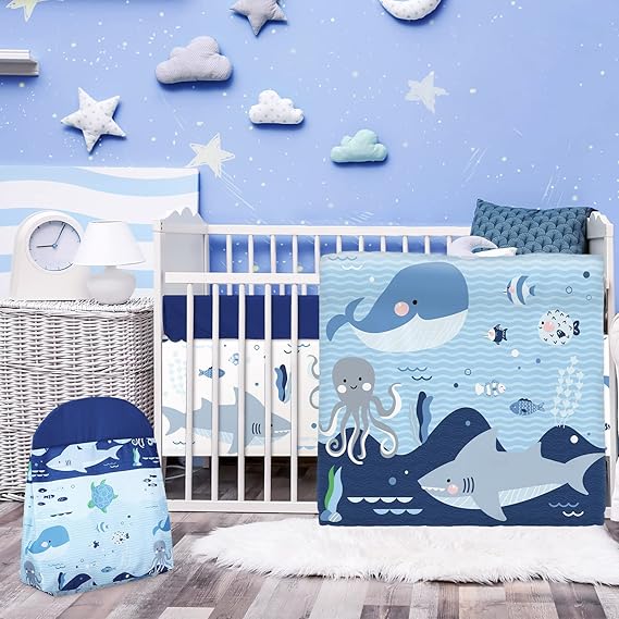 4 Pieces Baby Crib Bedding Set, Nursery Bedding Standard Size Soft Baby Bedding