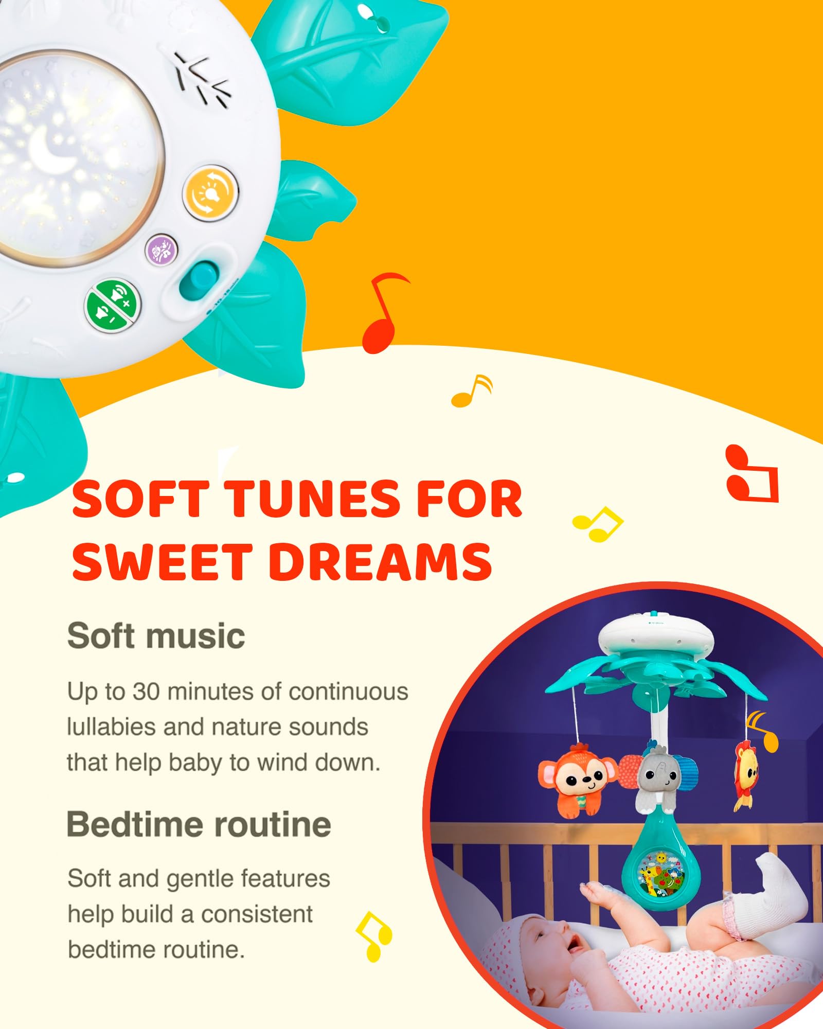 Baby Crib Mobile with Music and Light Projector