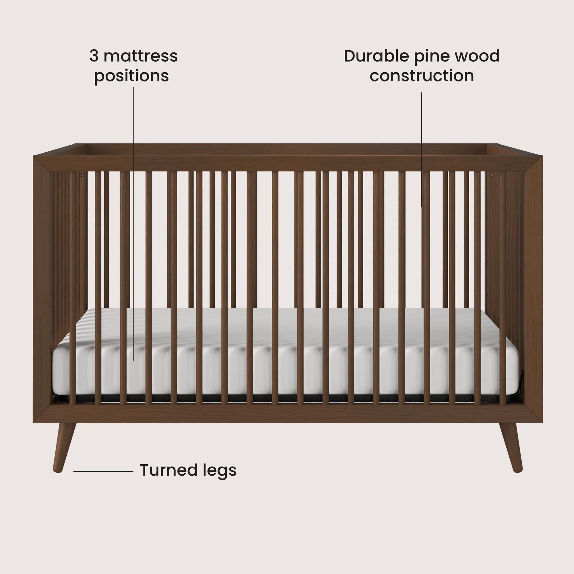 4-in-1 Convertible Crib with Adjustable Mattress Heights