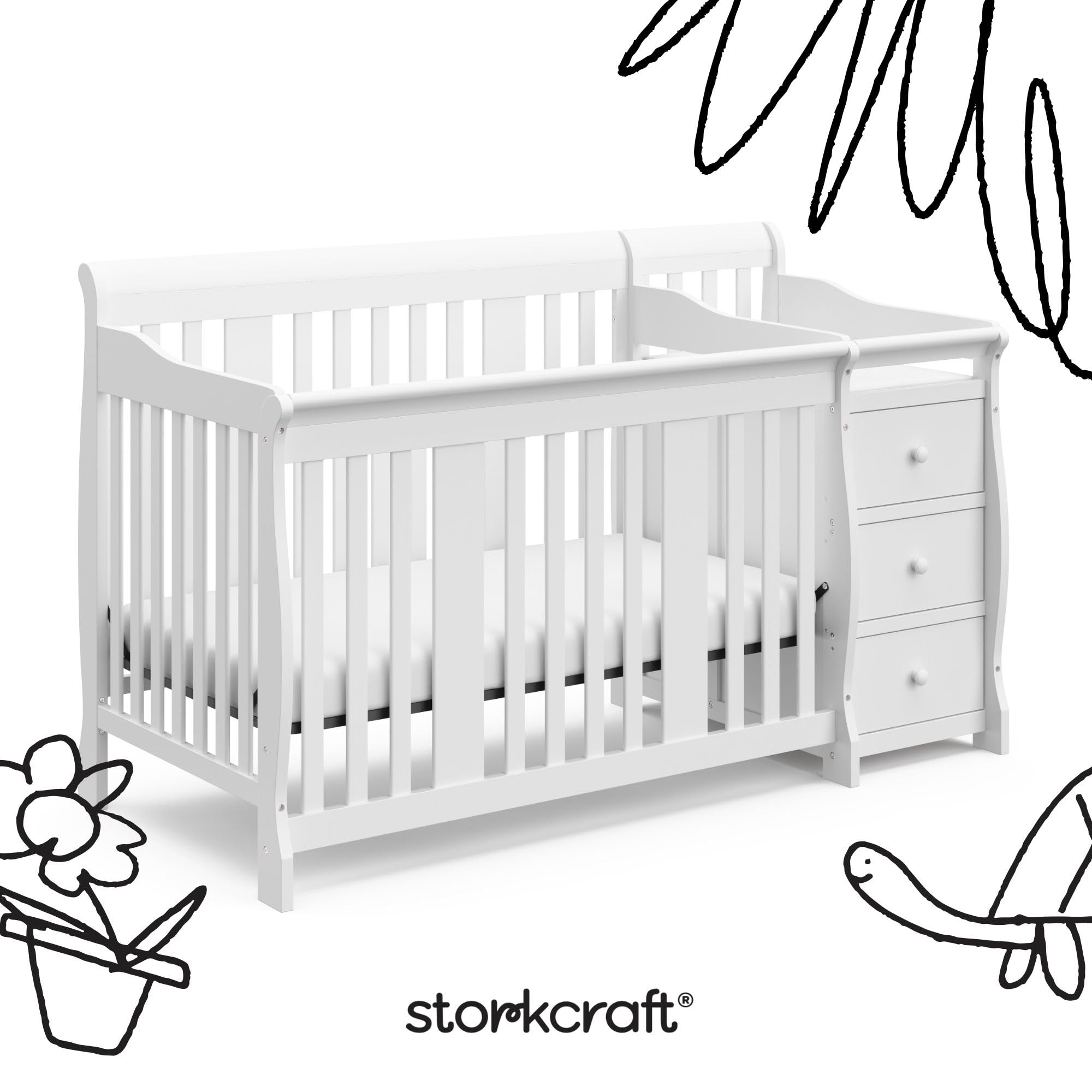 5-in-1 Convertible Crib with Changing Table