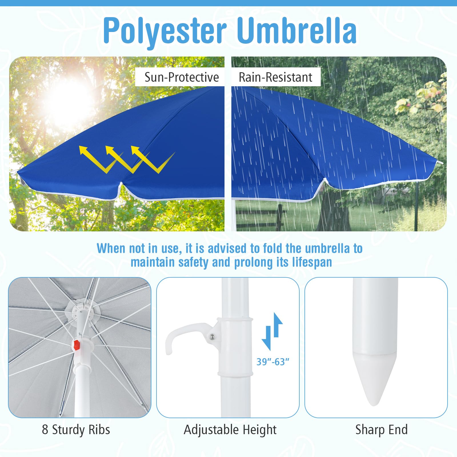 Kids Picnic Table with Umbrella - 8 Person Outdoor Set