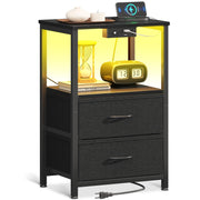 Night Stand with Charging Station and LED Lights