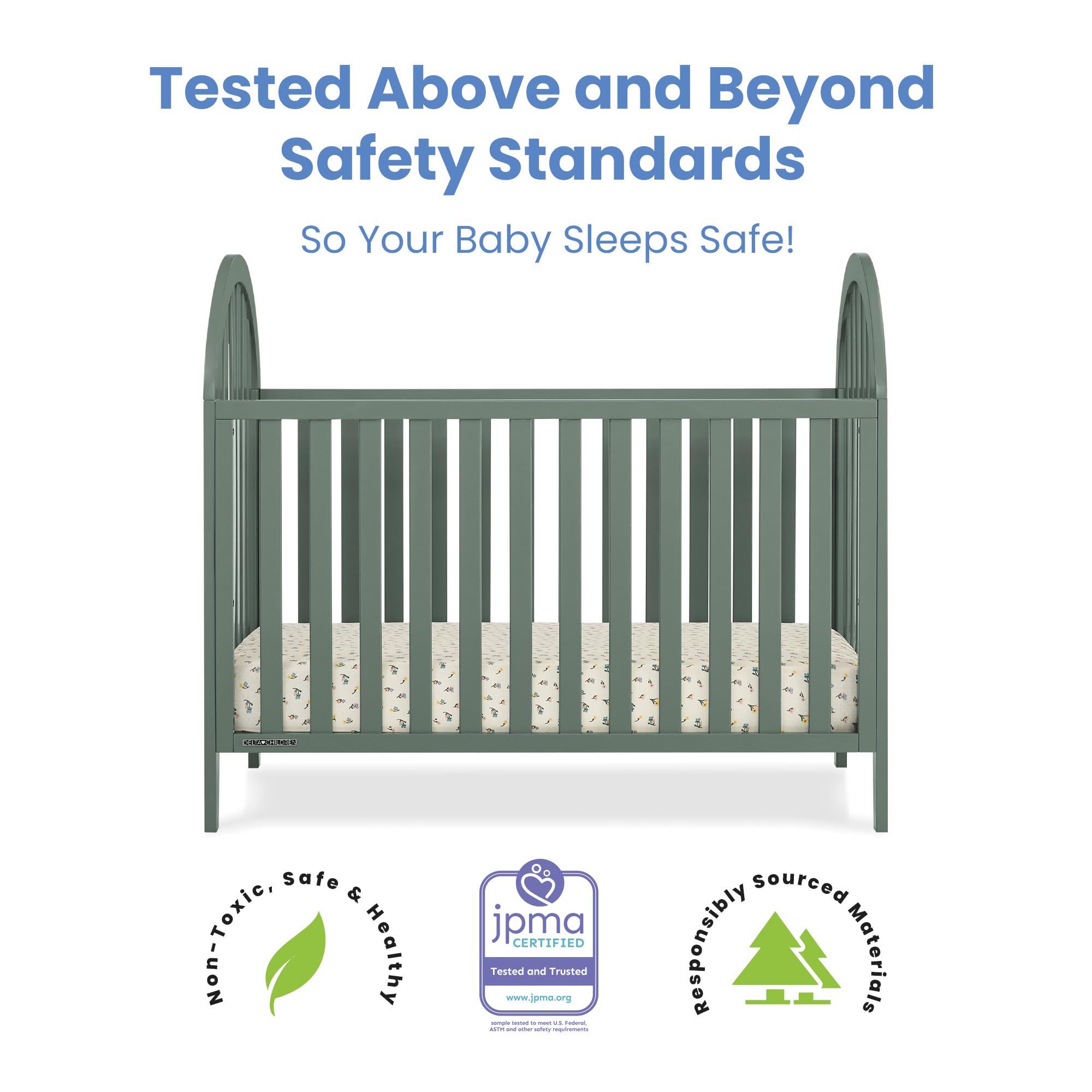 4-in-1 Convertible Crib with Adjustable Mattress Height