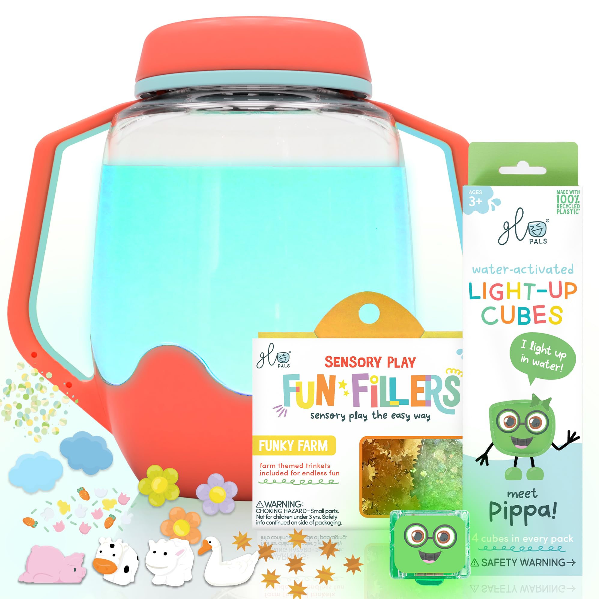 Sensory Play Pack Bundle with Sensory Play Jar, Light-Up Cubes