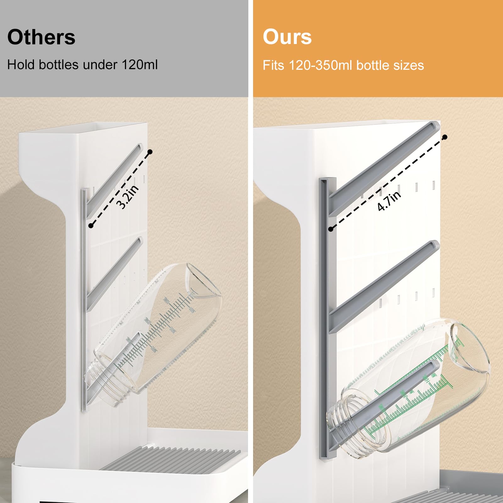 Baby Bottle Drying Rack: Space Saving Vertical Bottle Dryer Holder - Baby