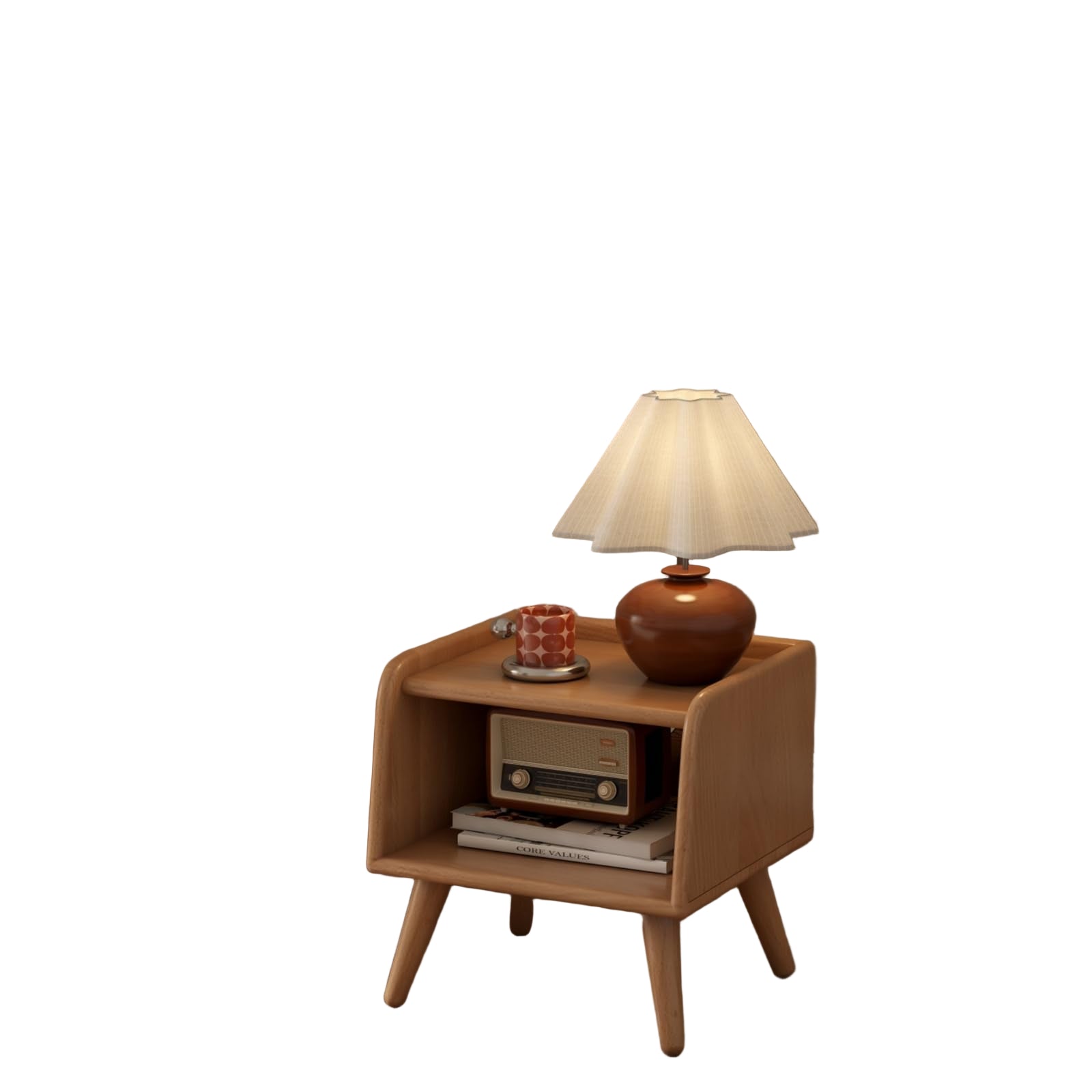 Solid Wood Nightstand, Mid Century Modern Side Table