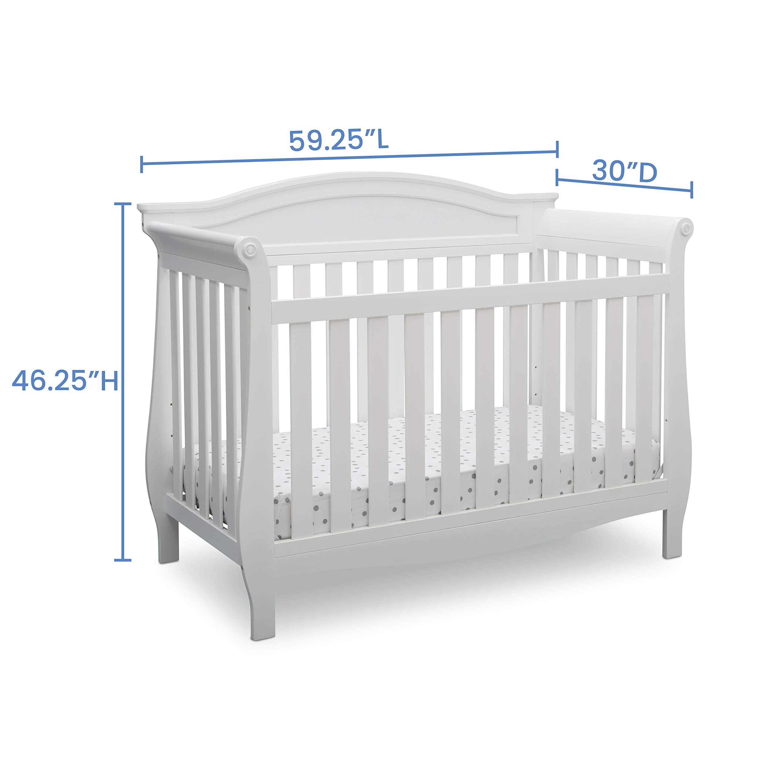 Delta Children Lancaster 4-in-1 Convertible Baby Crib, Bianca White