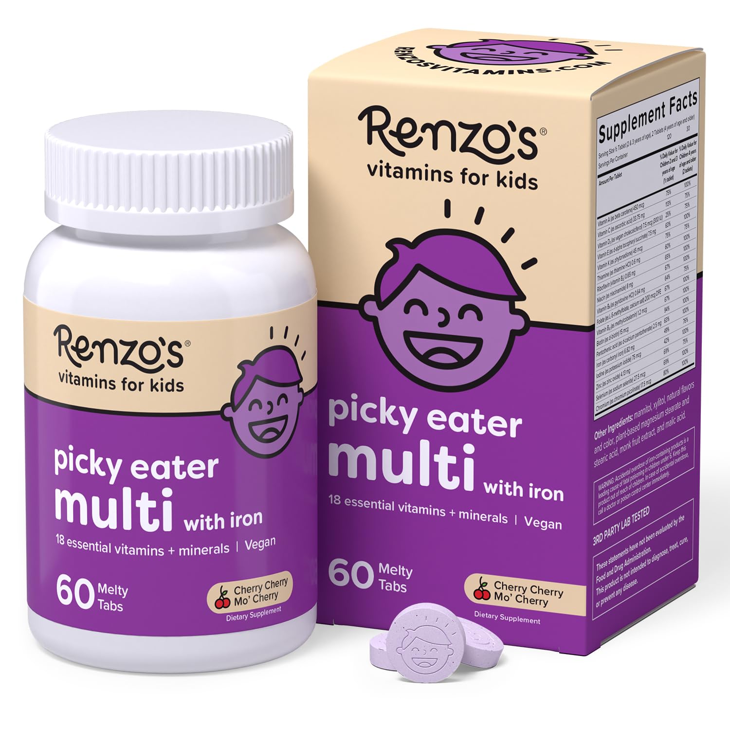 Picky Eater Kids Multivitamin with Iron, Dissolving Kids Vitamins