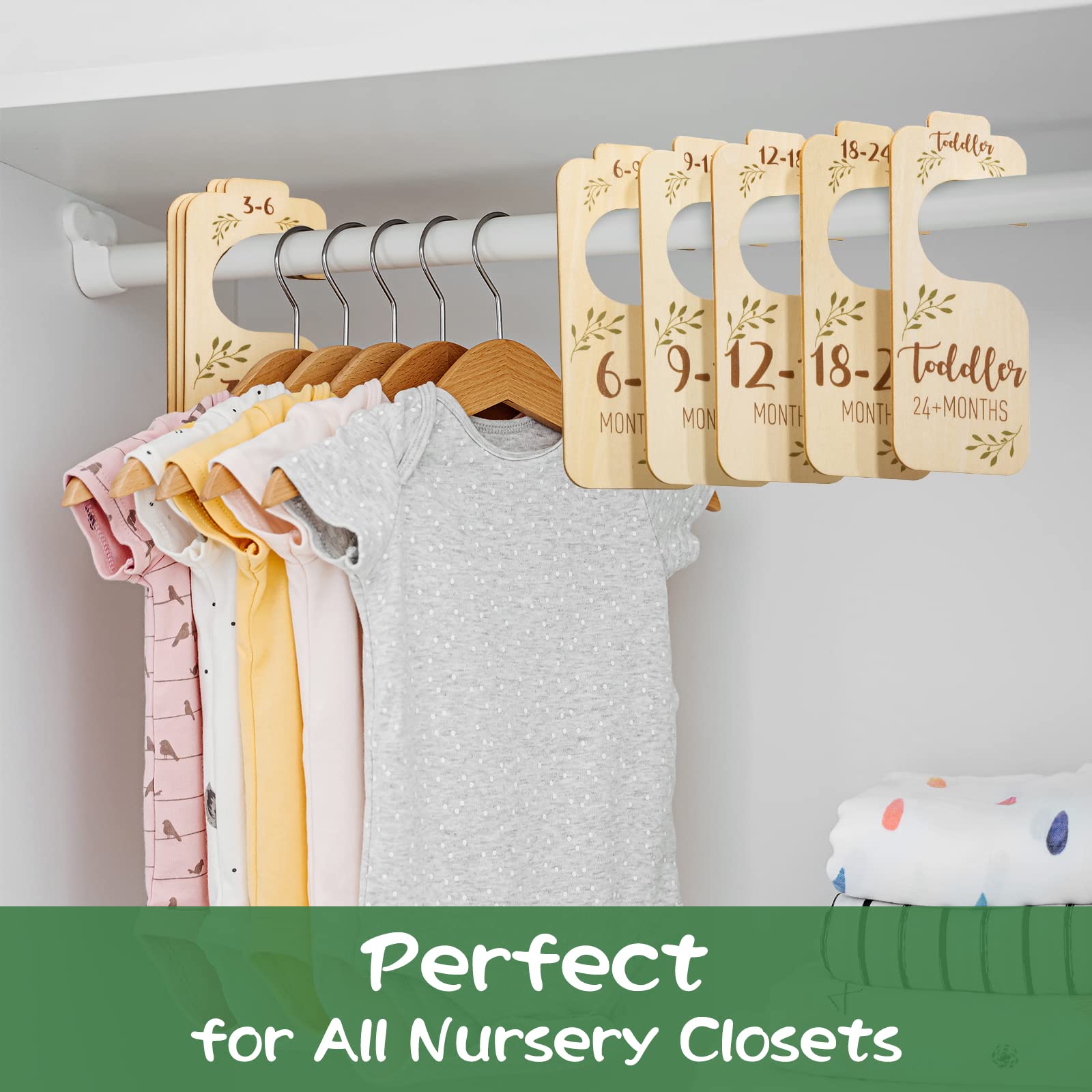 Wooden Baby Closet Dividers Set of 8 - Newborn to 24 Months