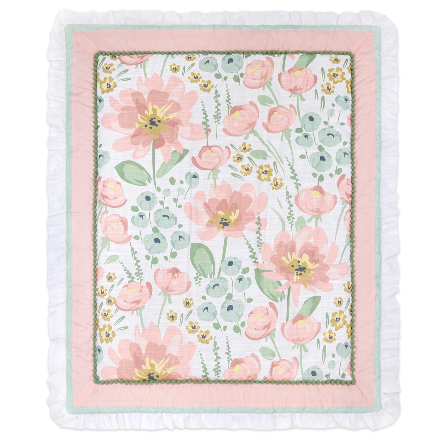 4 Piece Organic Cotton Baby Crib Bedding Set for Girls - Newborn