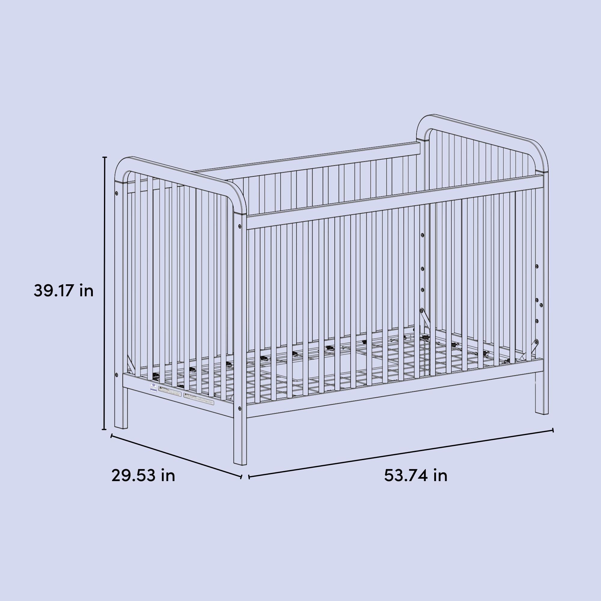 Pasadena 3-in-1 Convertible Crib with Adjustable Mattress Heights