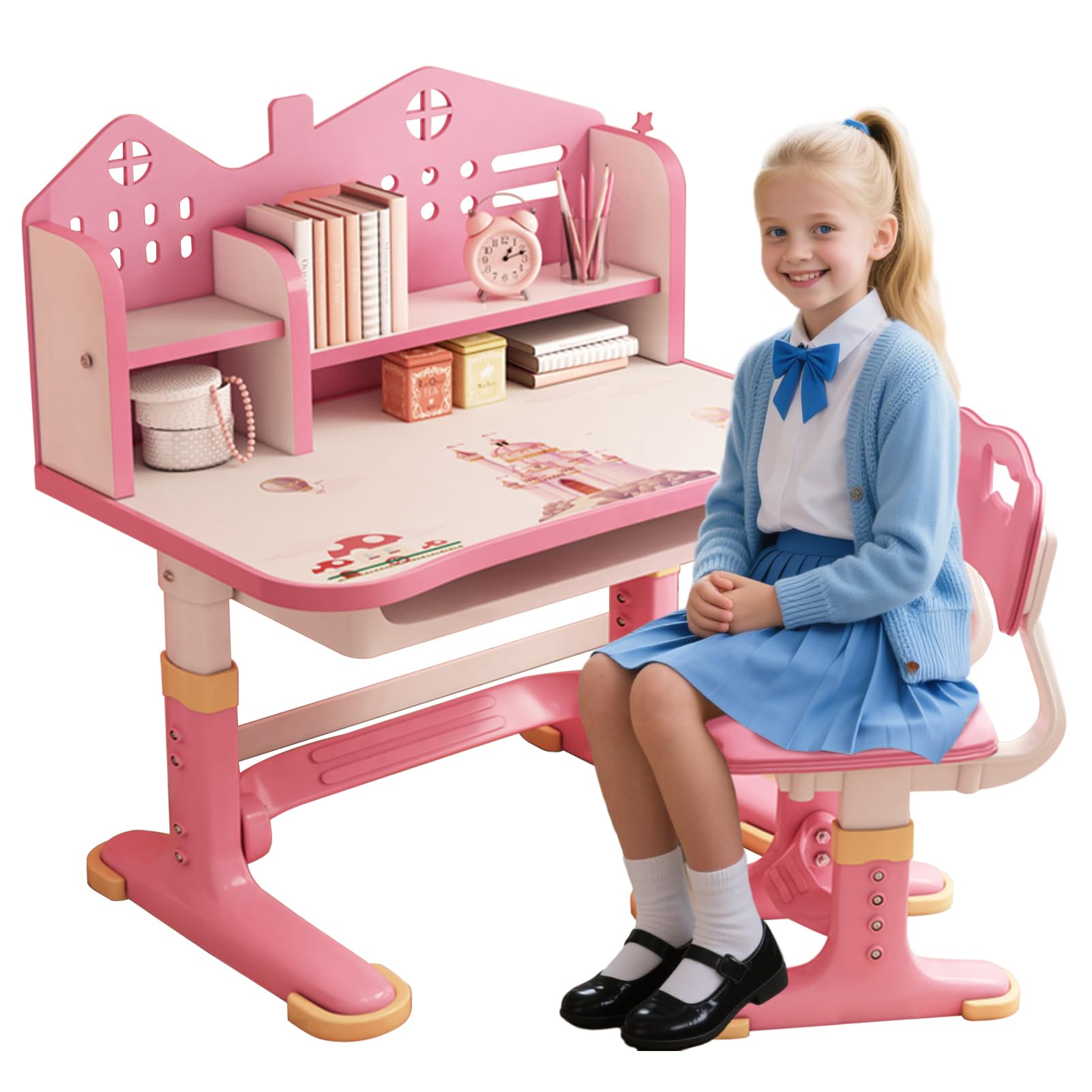 New Updated Kids Desk and Chair Set, Height Adjustable Astronaut