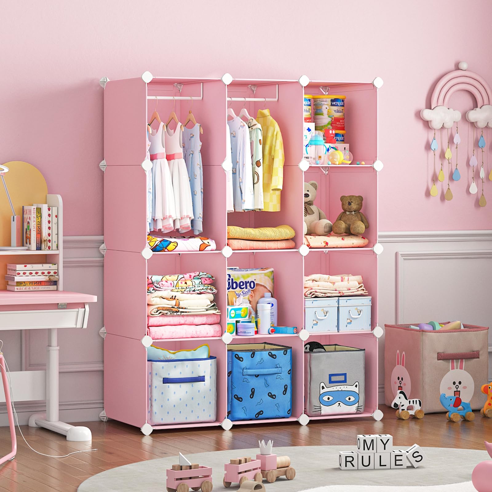 Baby Dresser, Kids Closet Organizers, Portable Kids Wardrobe