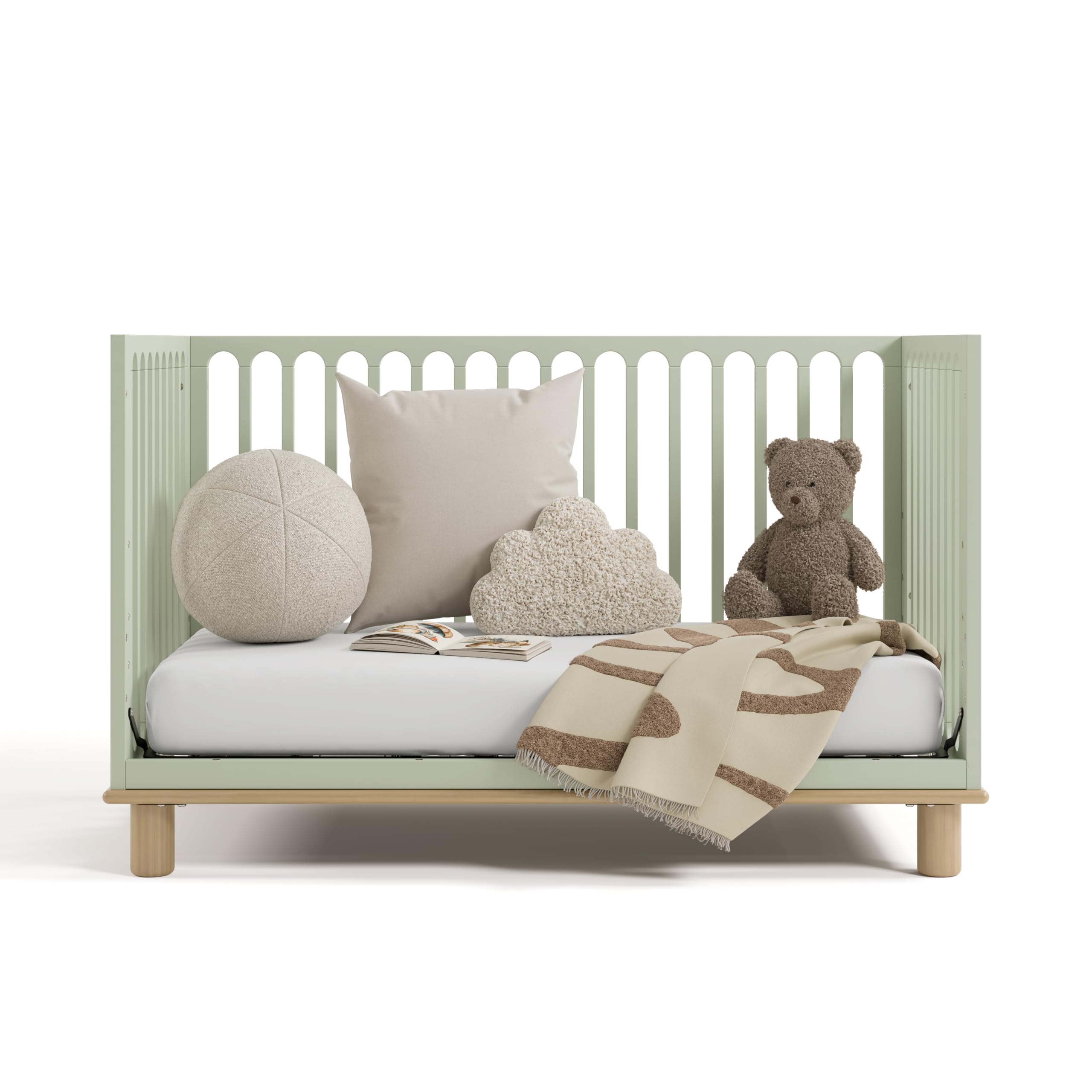 Sicily Grow-with-Me Convertible Crib with Toddler Rail Included (Sage & Driftwood)