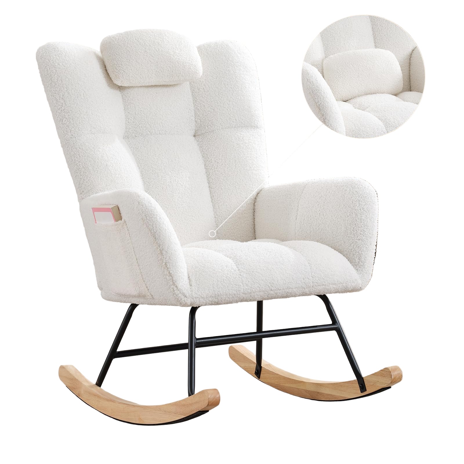 Rocking Chair, Indoor Comfort Sliding Chair with High Back