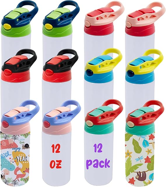 30 Pack 12 OZ Sublimation Straw Sippy Cup Blank Tumblers Double