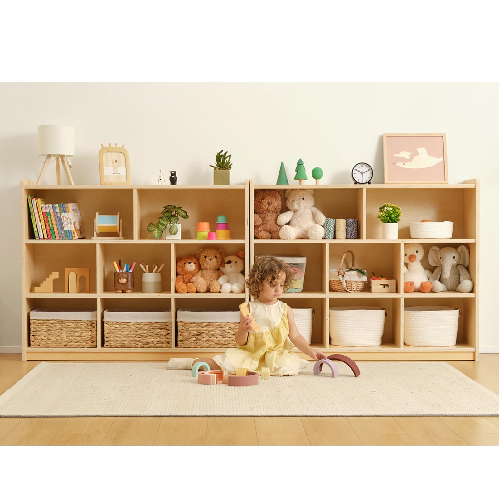 3-Tier Montessori Toy Storage Shelf with 8 Cubbies