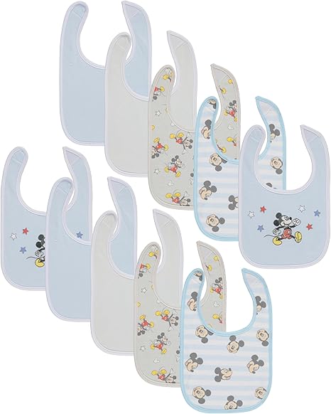 10-Pack Minnie Mouse Baby Bibs – Soft, Absorbent, and Adjustable Cotton