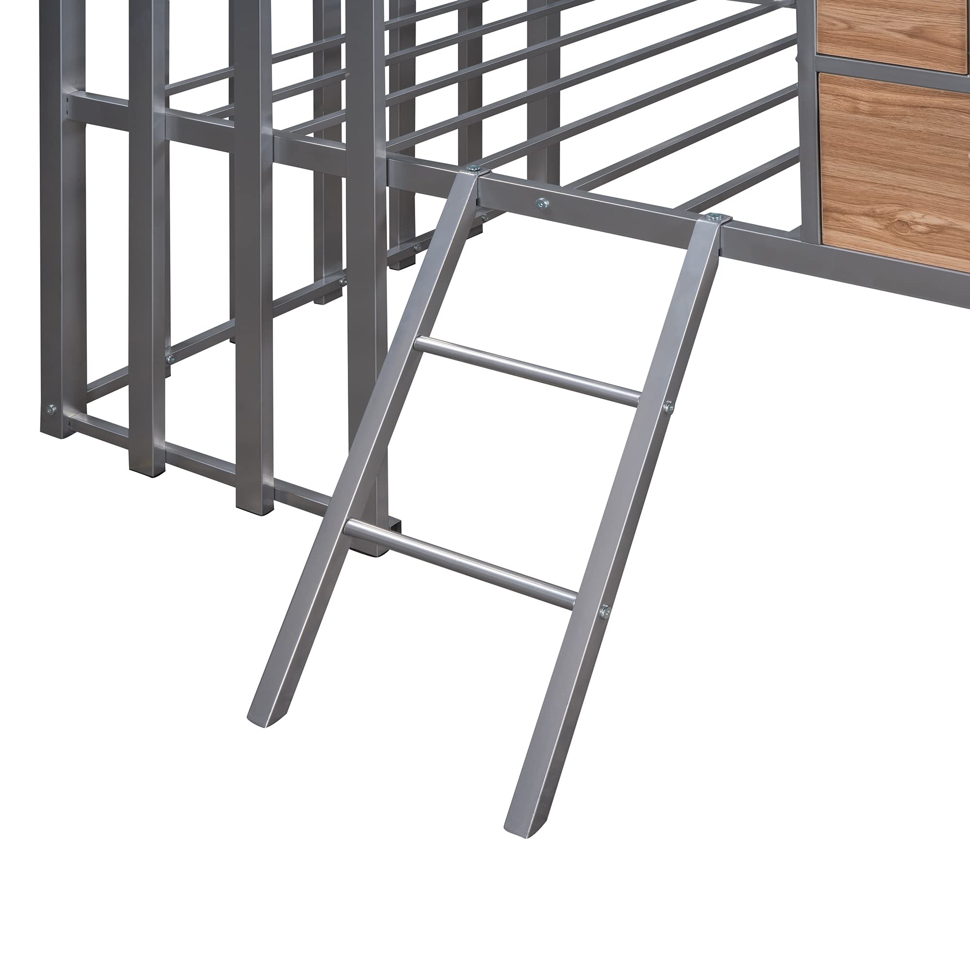 Twin House Loft Bed with Guardrails and Ladder