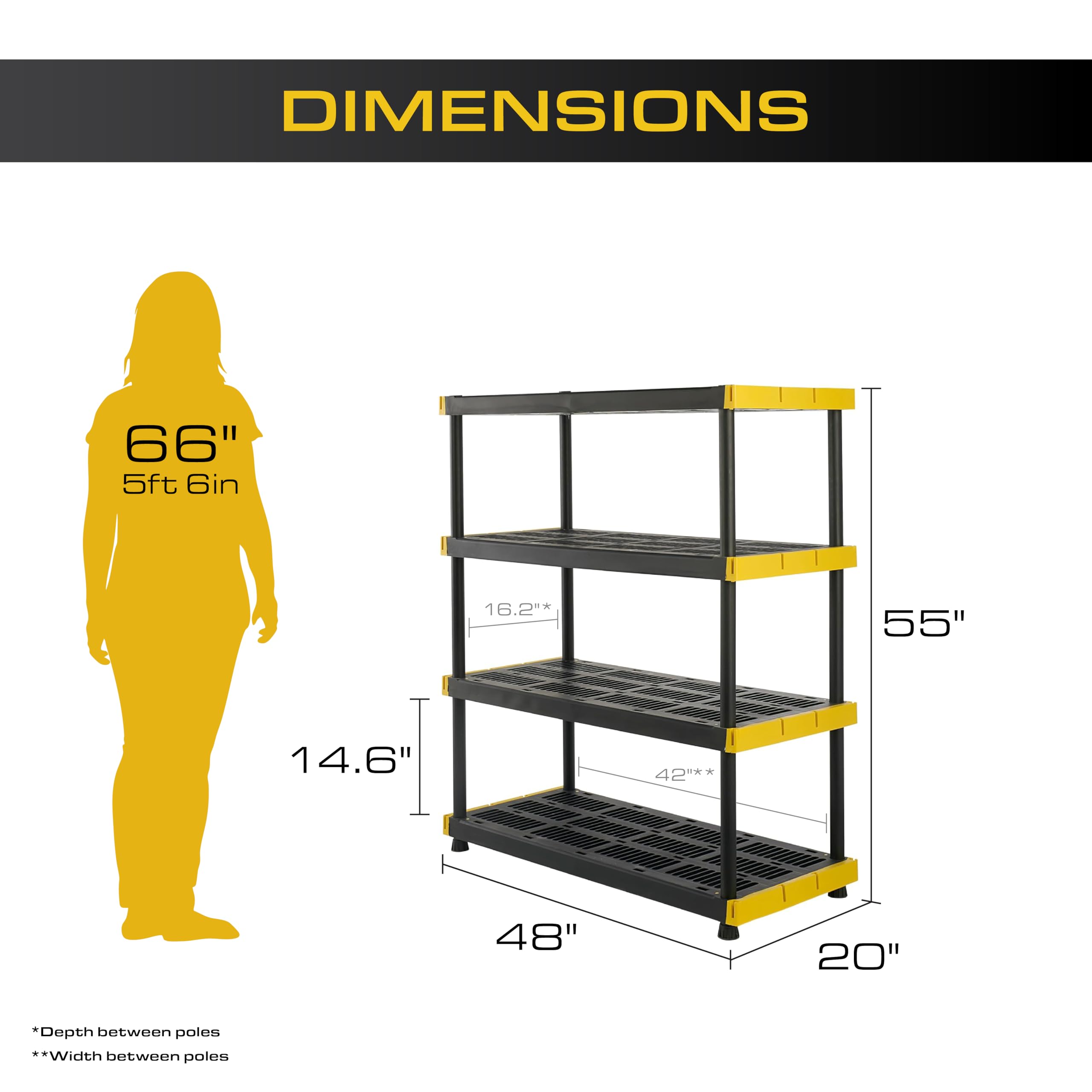 Heavy Duty Plastic Storage Shelving Unit 4-Tier Modular Rack