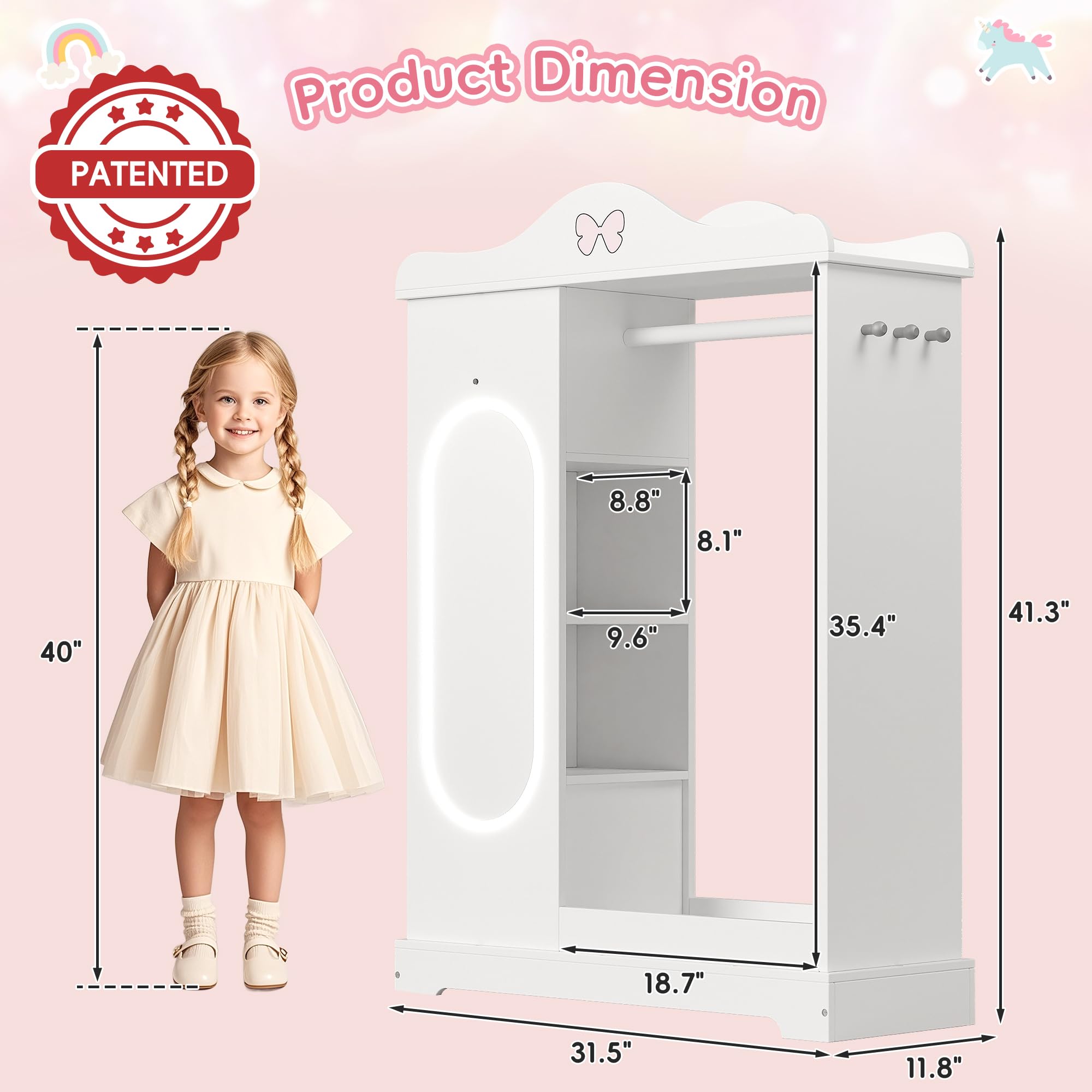 Kids Armoire with Jewelry Cabinet and Mirror
