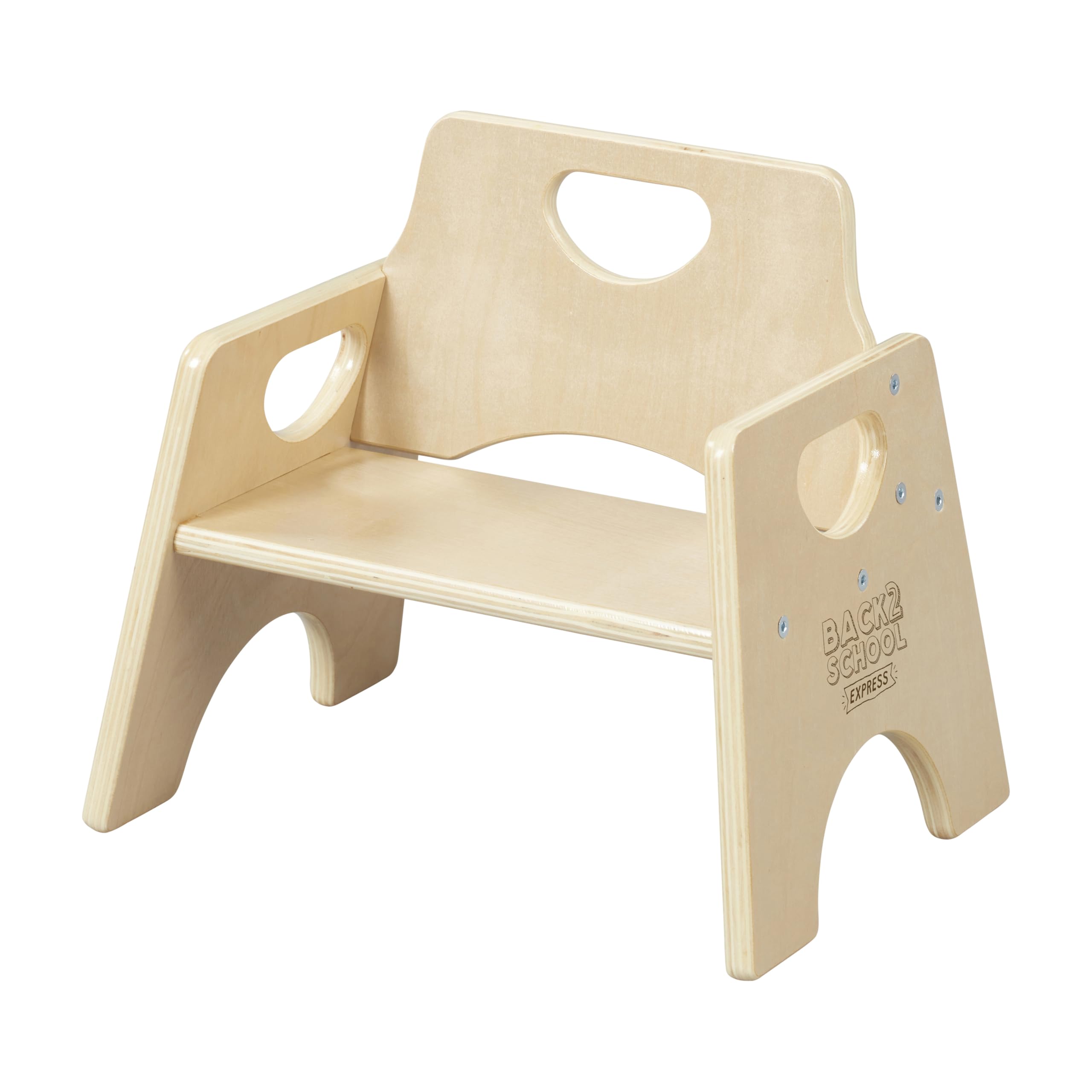 Express Wooden Toddler Chairs, 6" H, Stackable Chairs, Natural, 2-Pack