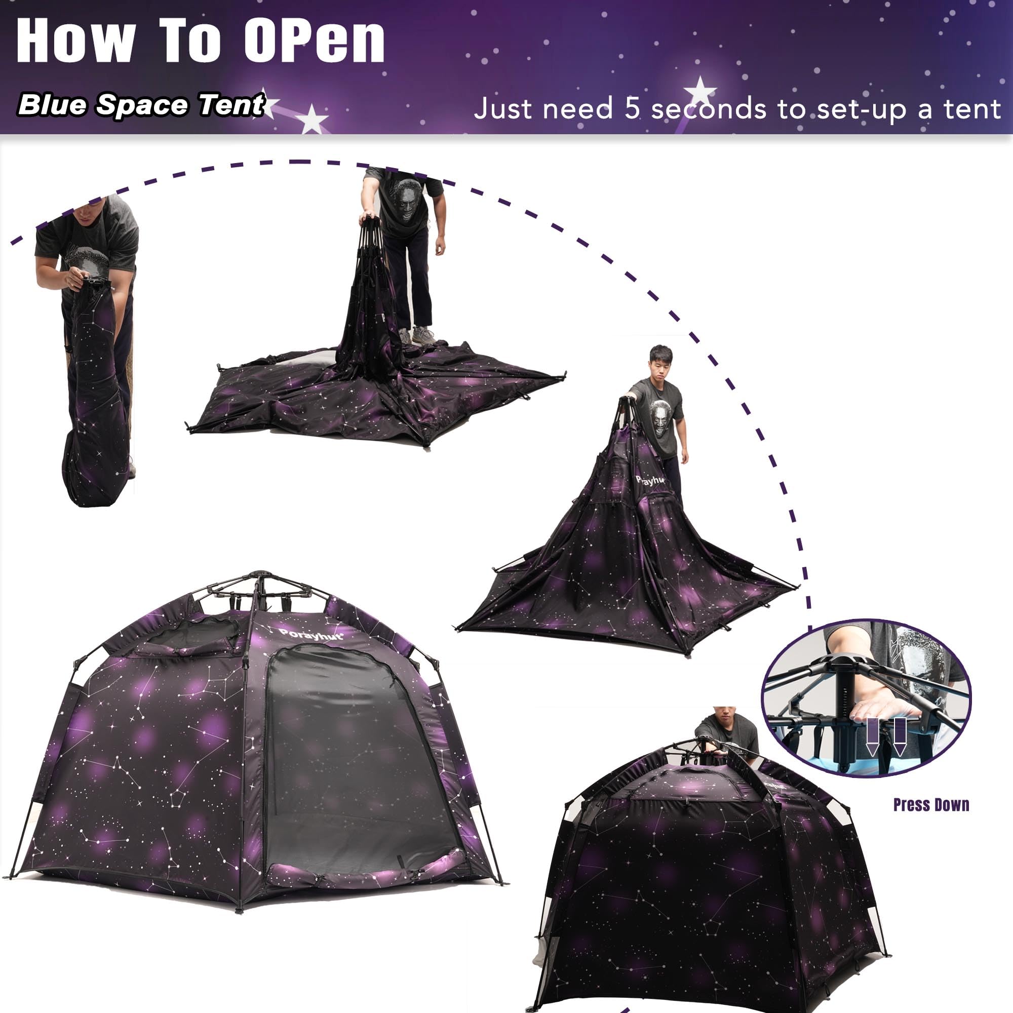 Hexagon Kids Play Tent with LED Lights
