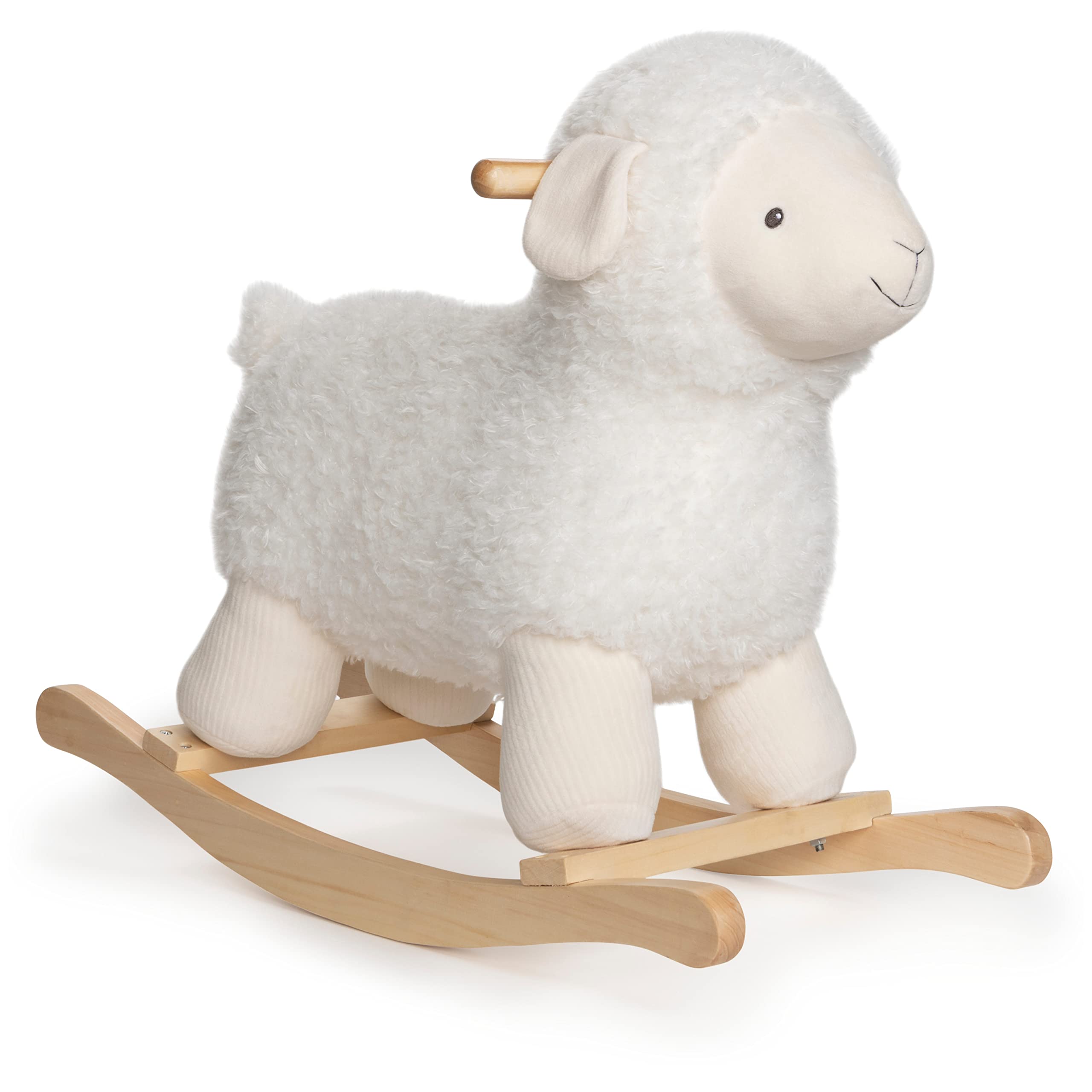 Rocker with Wooden Base Plush Stuffed Animal Nursery, Cream, 21.5"