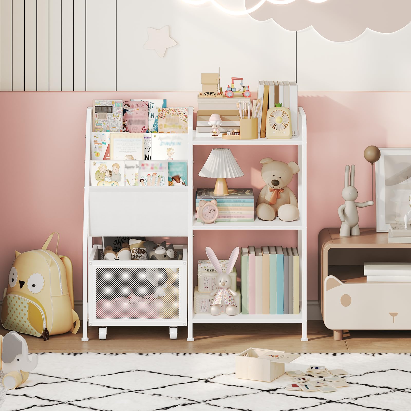 Kids Bookshelf and Toy Storage Organizer, 3-Tier Toddler Book Shelf