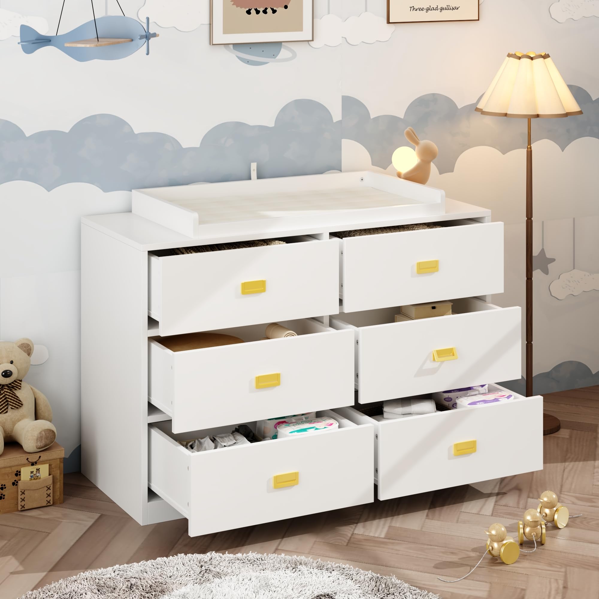 6 Drawer Nursery Dresser with Changing Topper