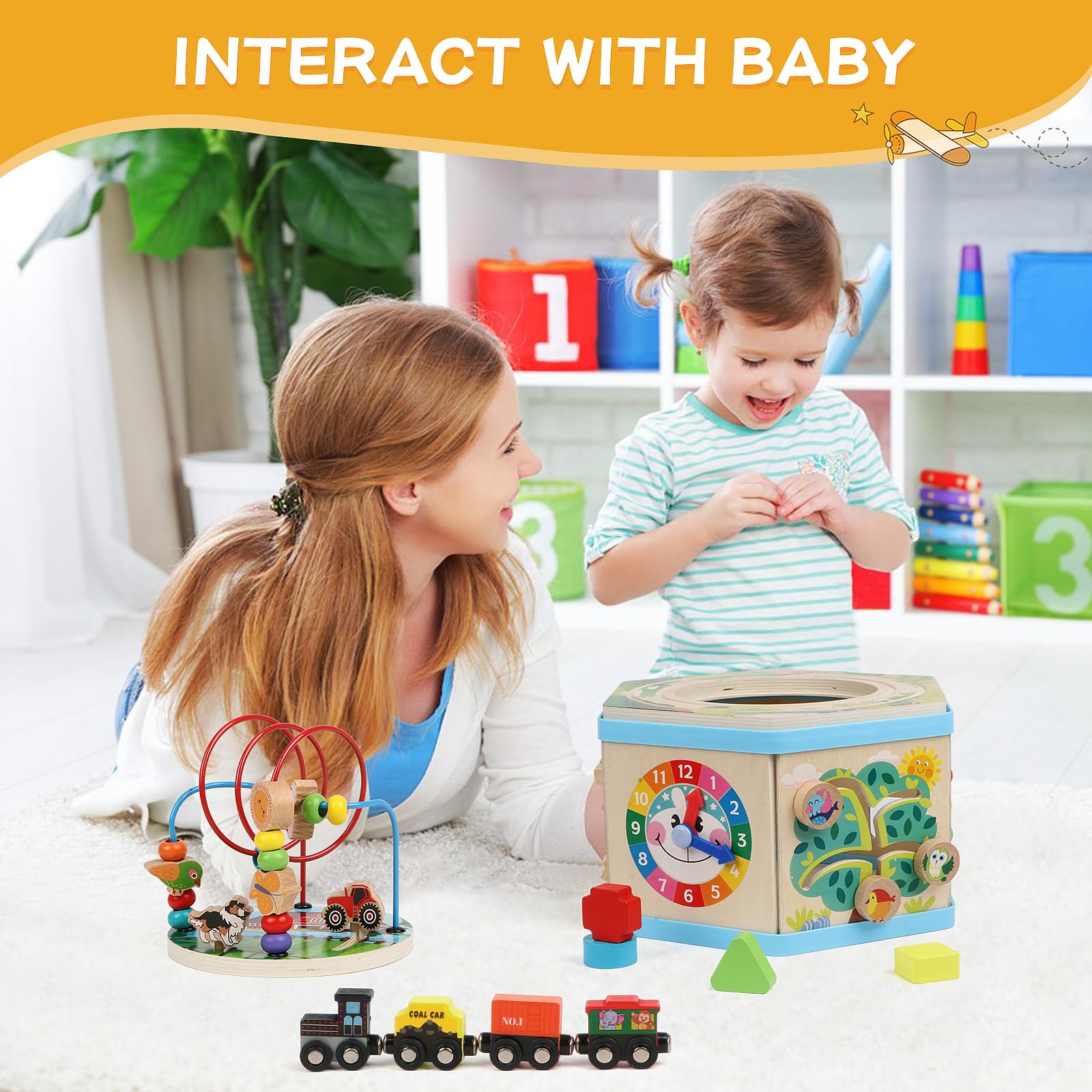 9-in-1 Wooden Activity Cube for Toddlers