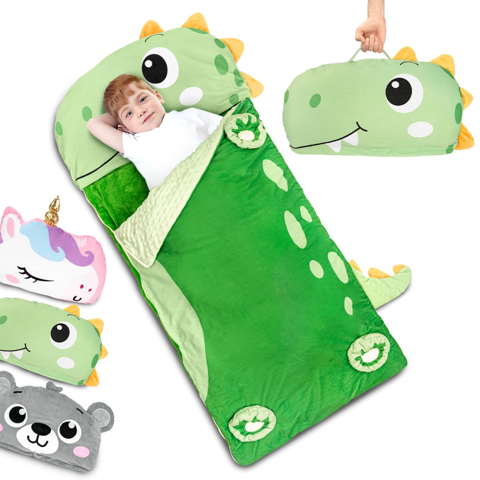 Sleeping Bag with Pillow, Plush Animal Toddler Nap Mat for Preschool